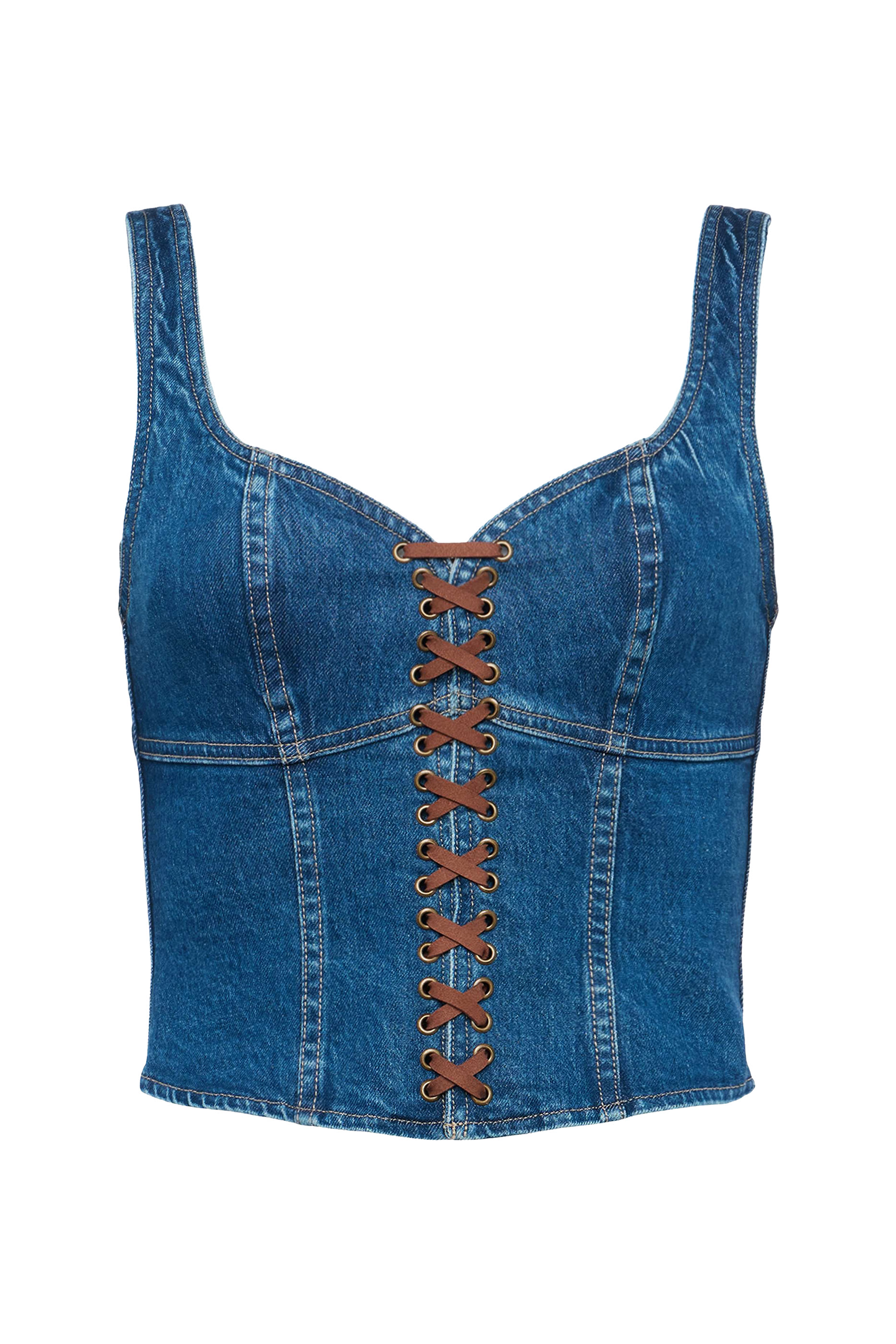 بلوزة نايلي دنيم بنمط مشد