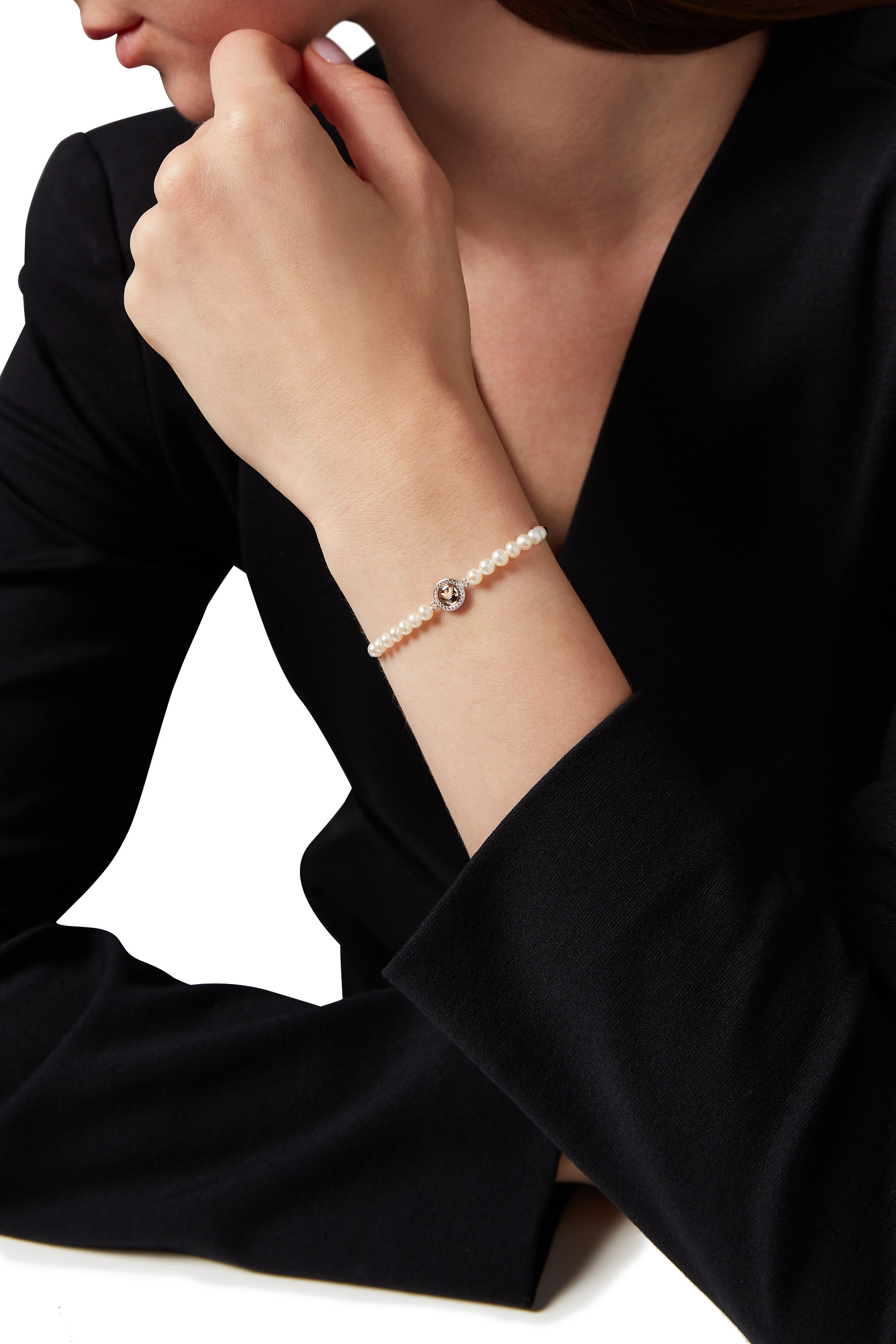 سوار ايسنشيل مزين باللؤلؤ فضة إسترلينية