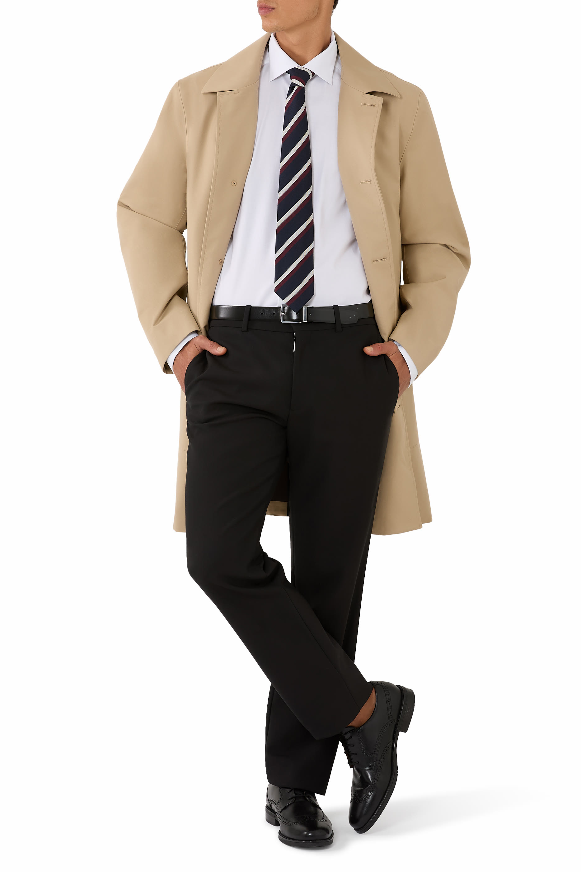 ربطة عنق بنقشة مخططة منسوجة حرير