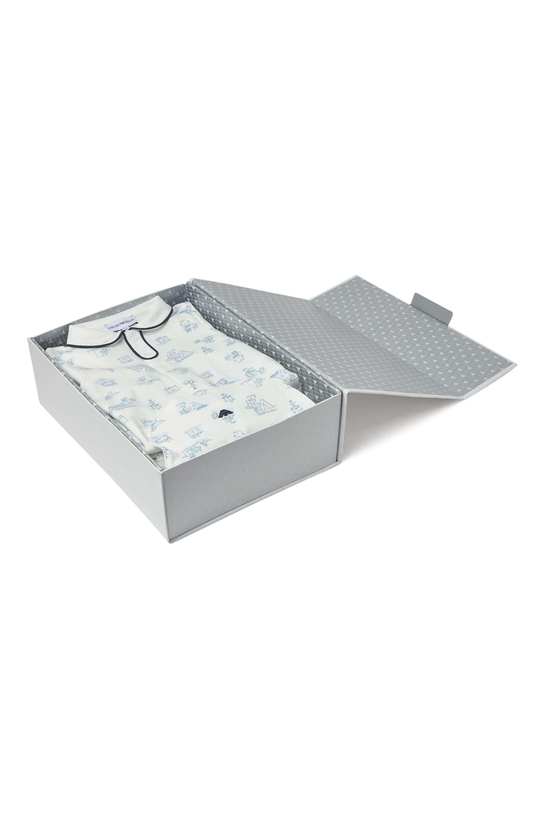 طقم جمبسوت بطبعات ومريلة للأطفال