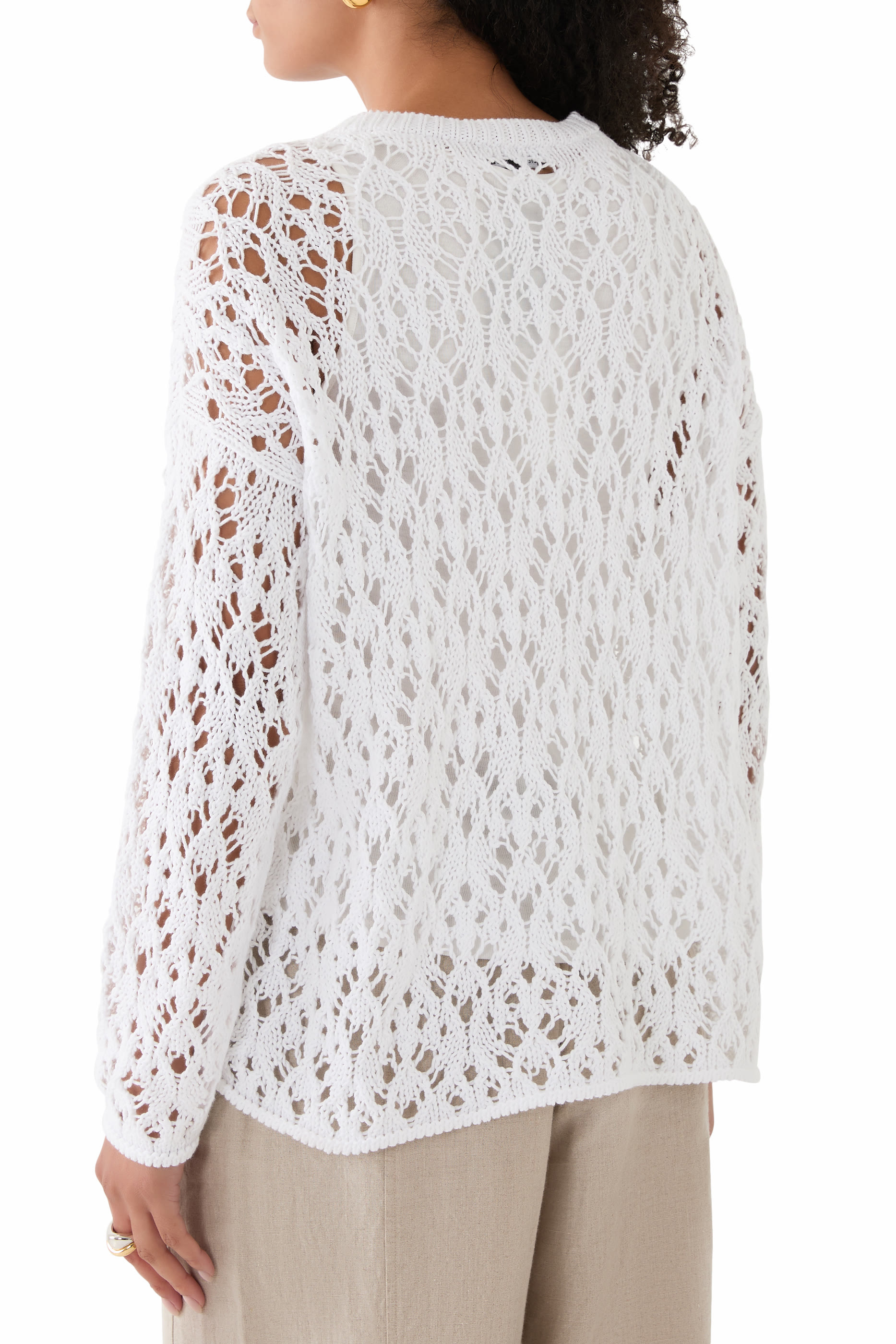 بلوزة بياقة ضيقة قطن عضوي من بيرو