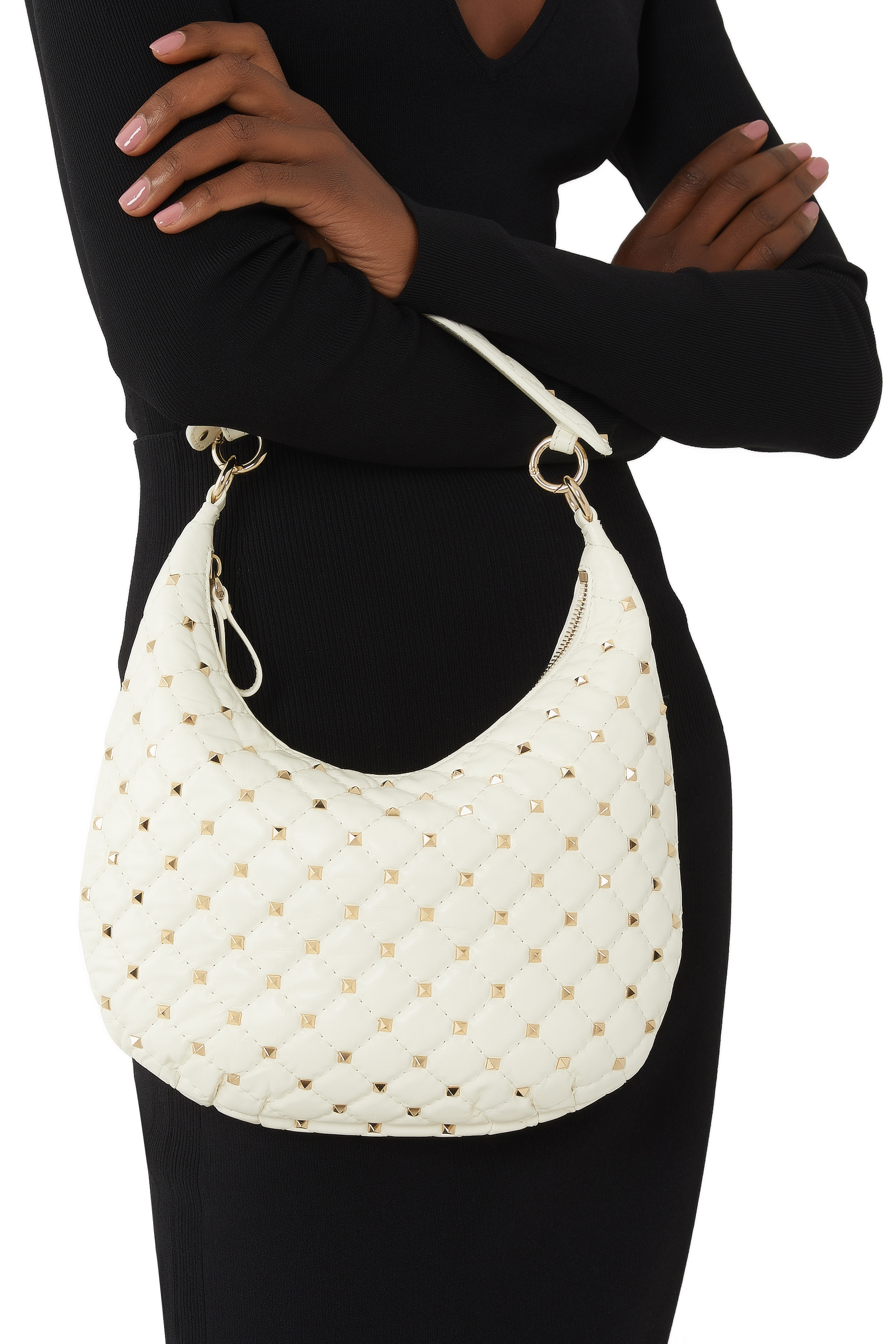 حقيبة هوبو صغيرة بحلي هرمية