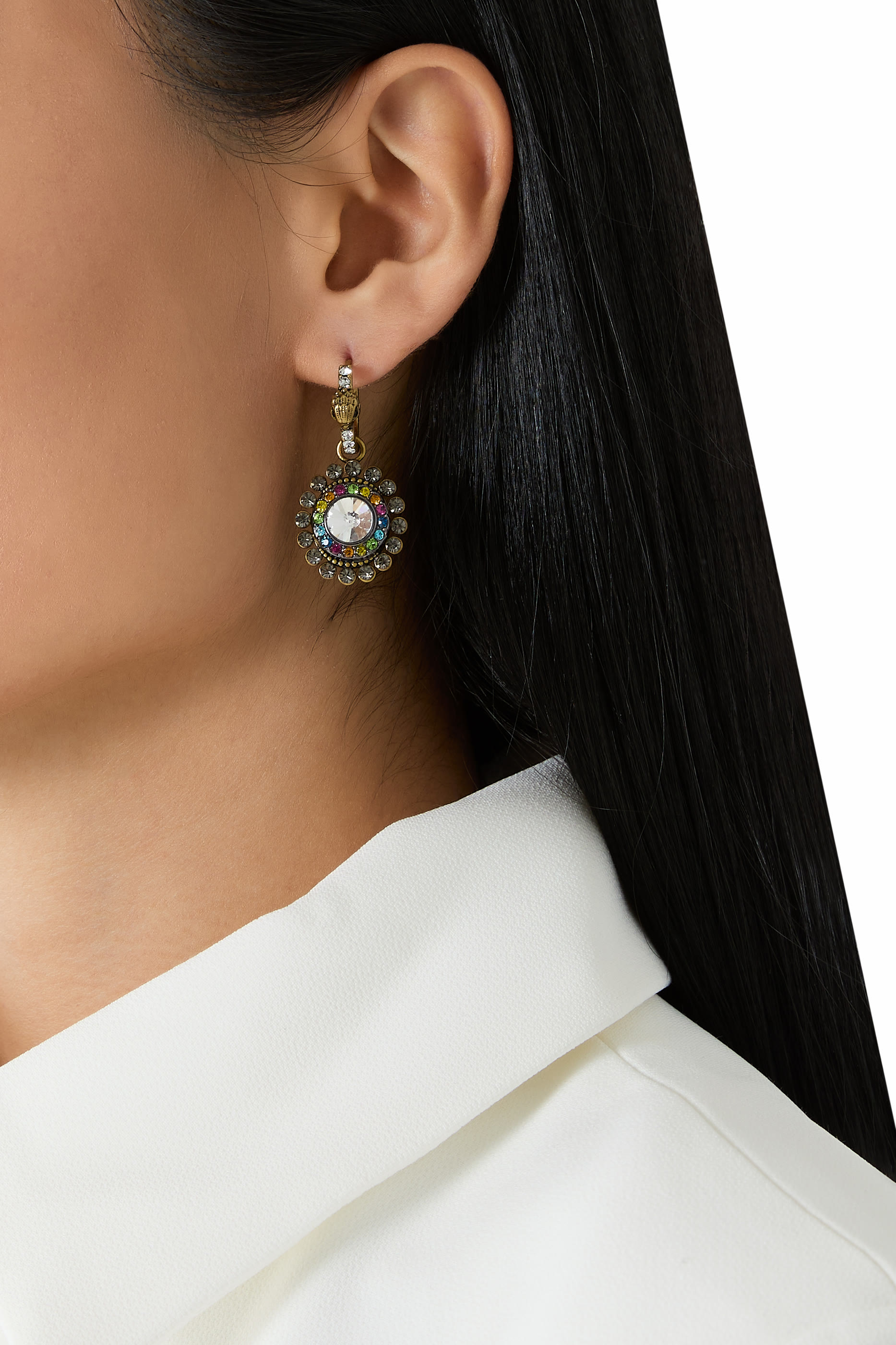 أقراط أوكتافيا مرصعة بكريستال، نحاس