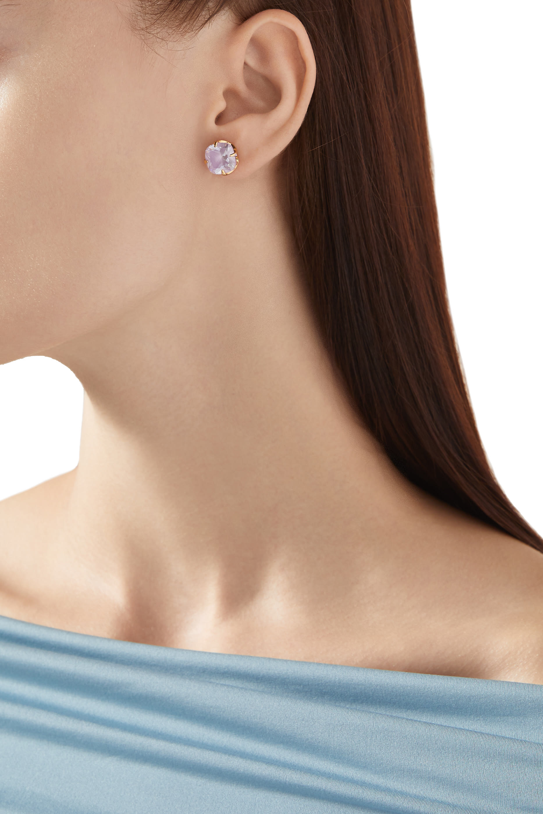 أقراط بوب اوف جوي سبايد مقاس 10 مم بتصميم زهرة مرصعة بأحجار زركونيا مكعبة بمينا وقفل تيتانيوم معدن مطلي