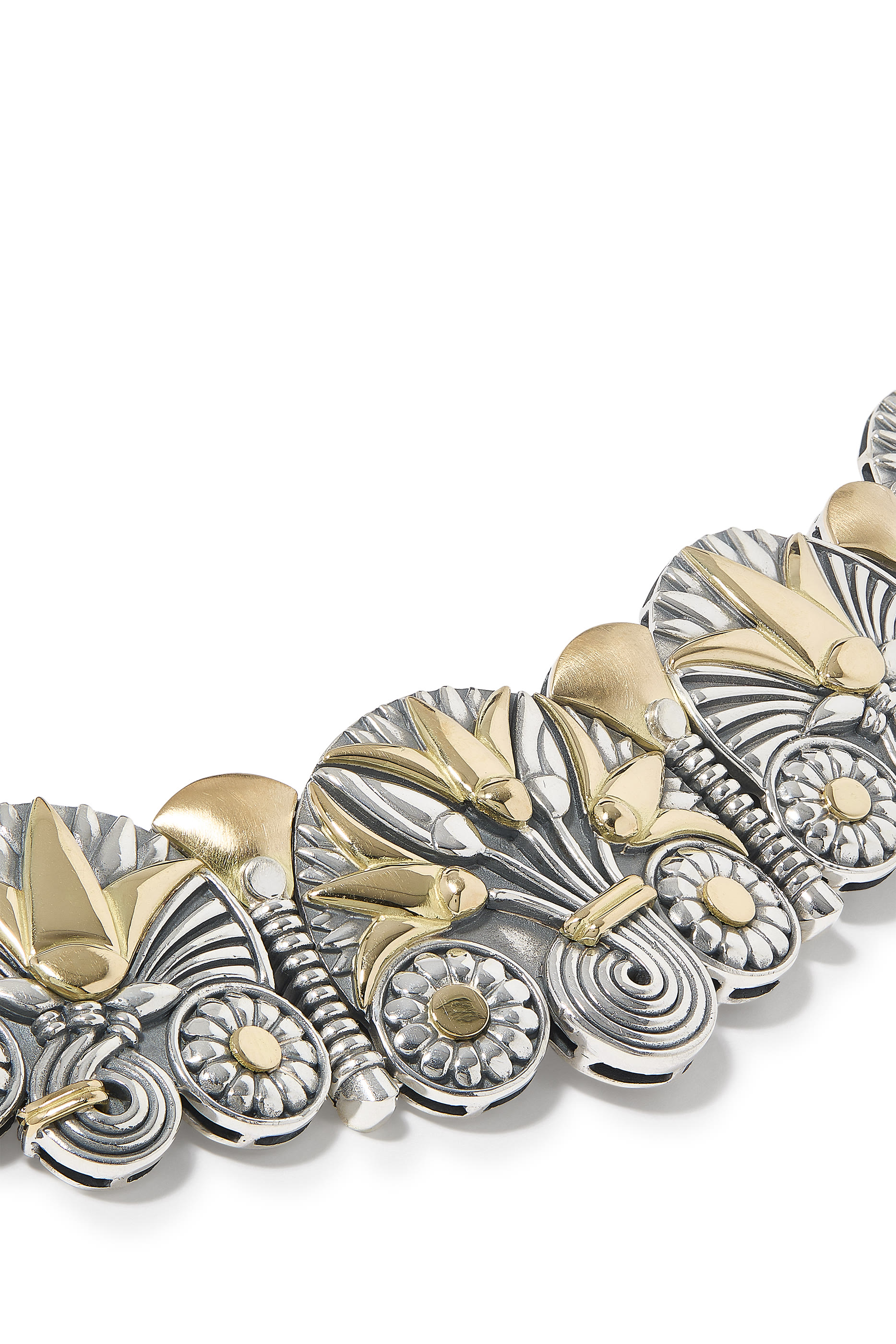 قلادة رقبة لوتس، ذهب عيار 18 وفضة استرلينية