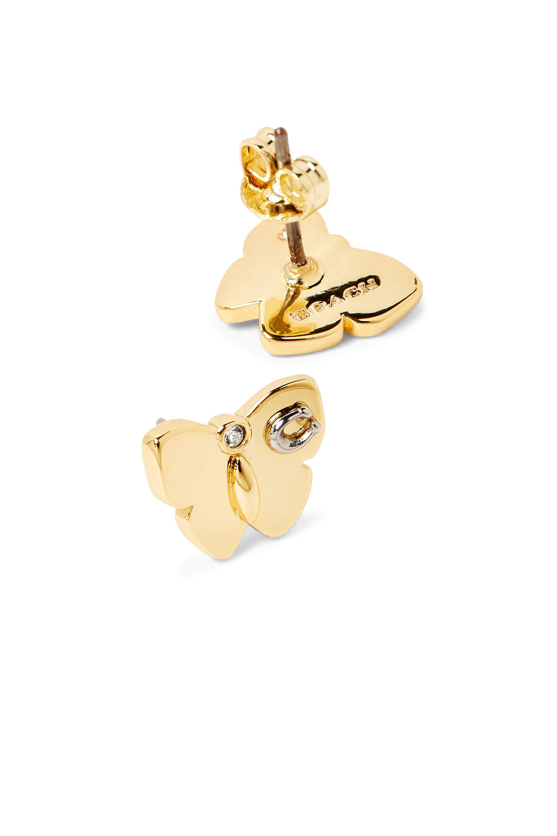 أقراط بتصميم فراشة بشعار الماركة وأحجار