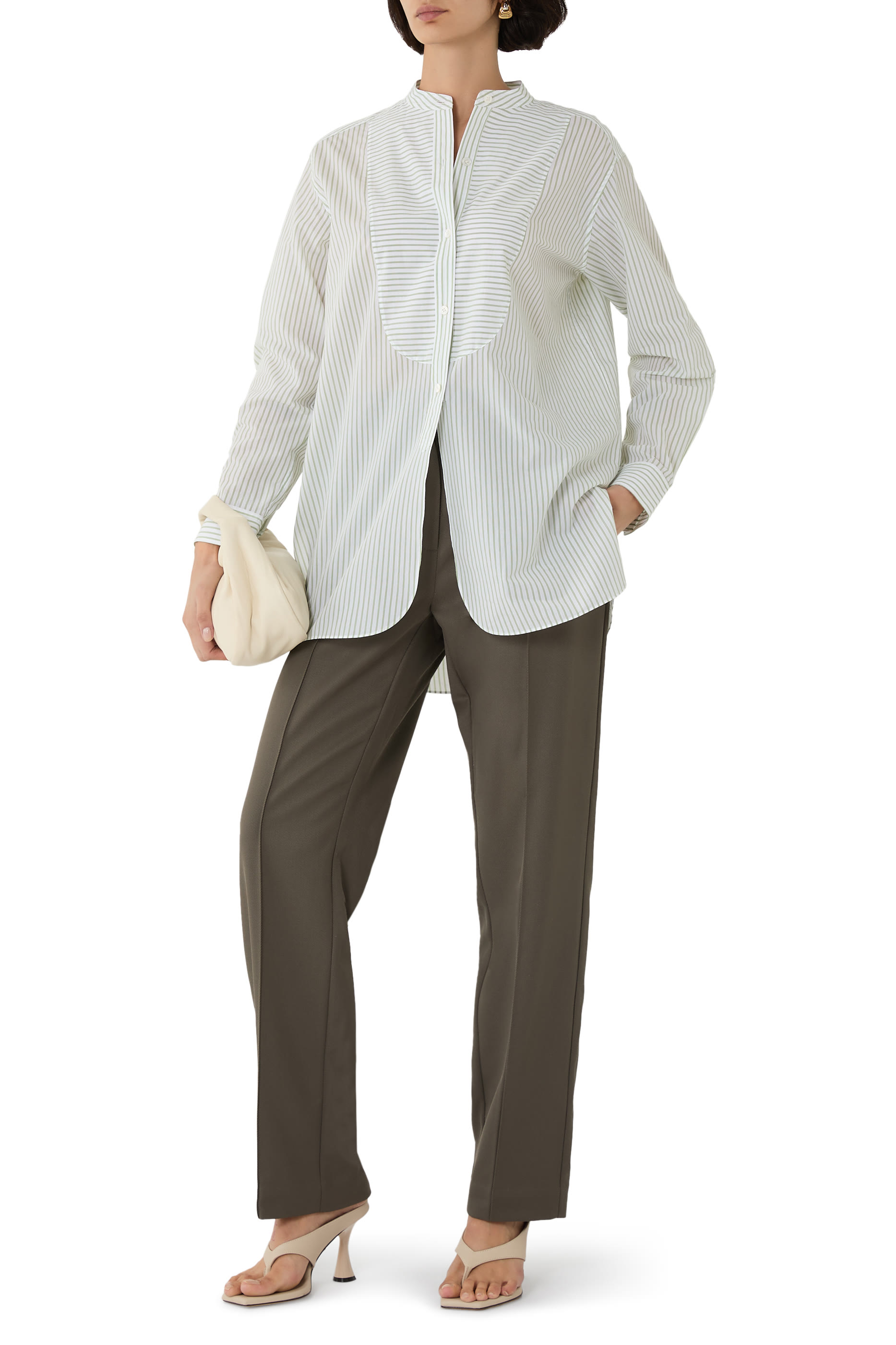 قميص توكسيدو مخطط مزيج قطن