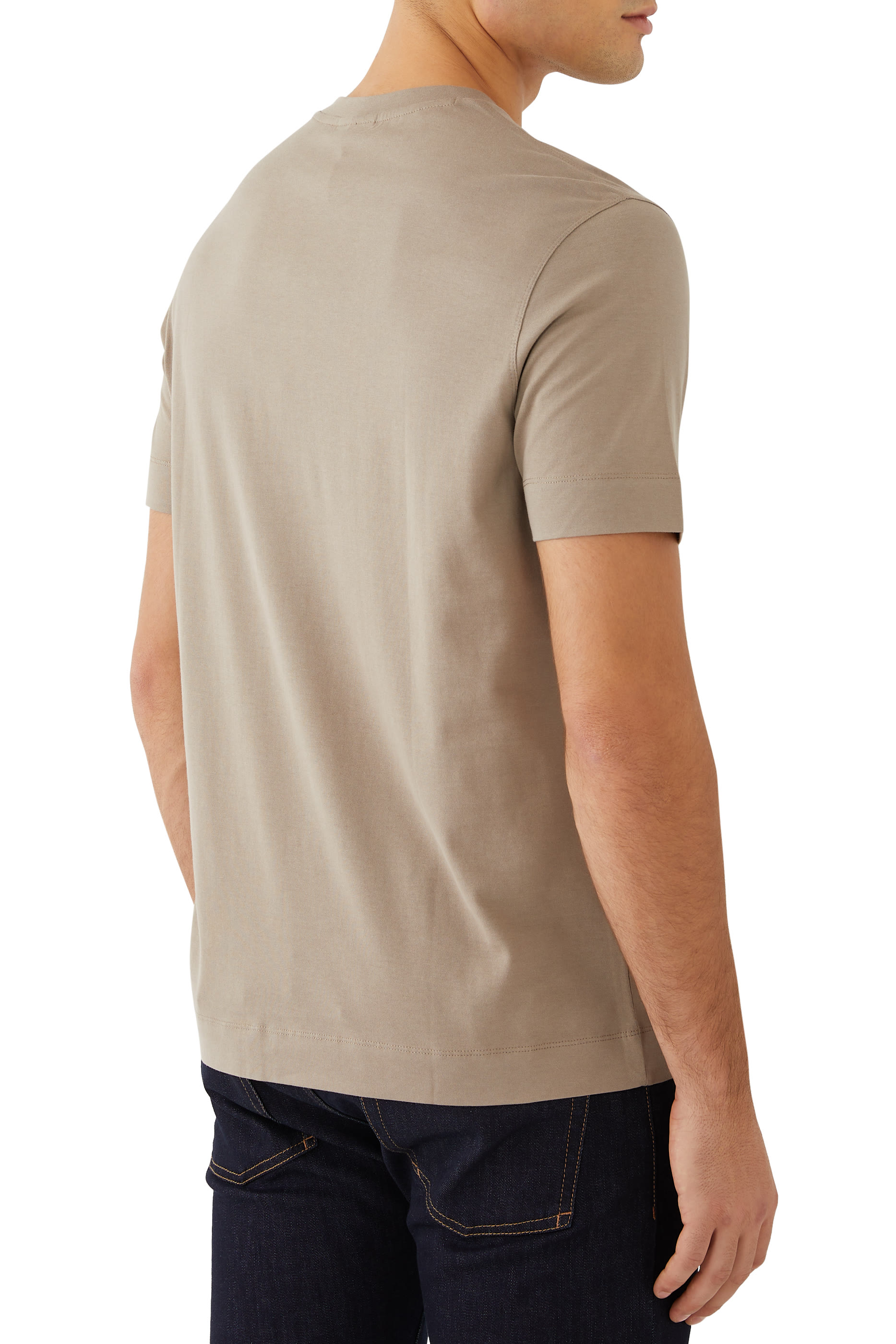 تيشيرت مطرز بحروف شعار الماركة مايكرو قطن