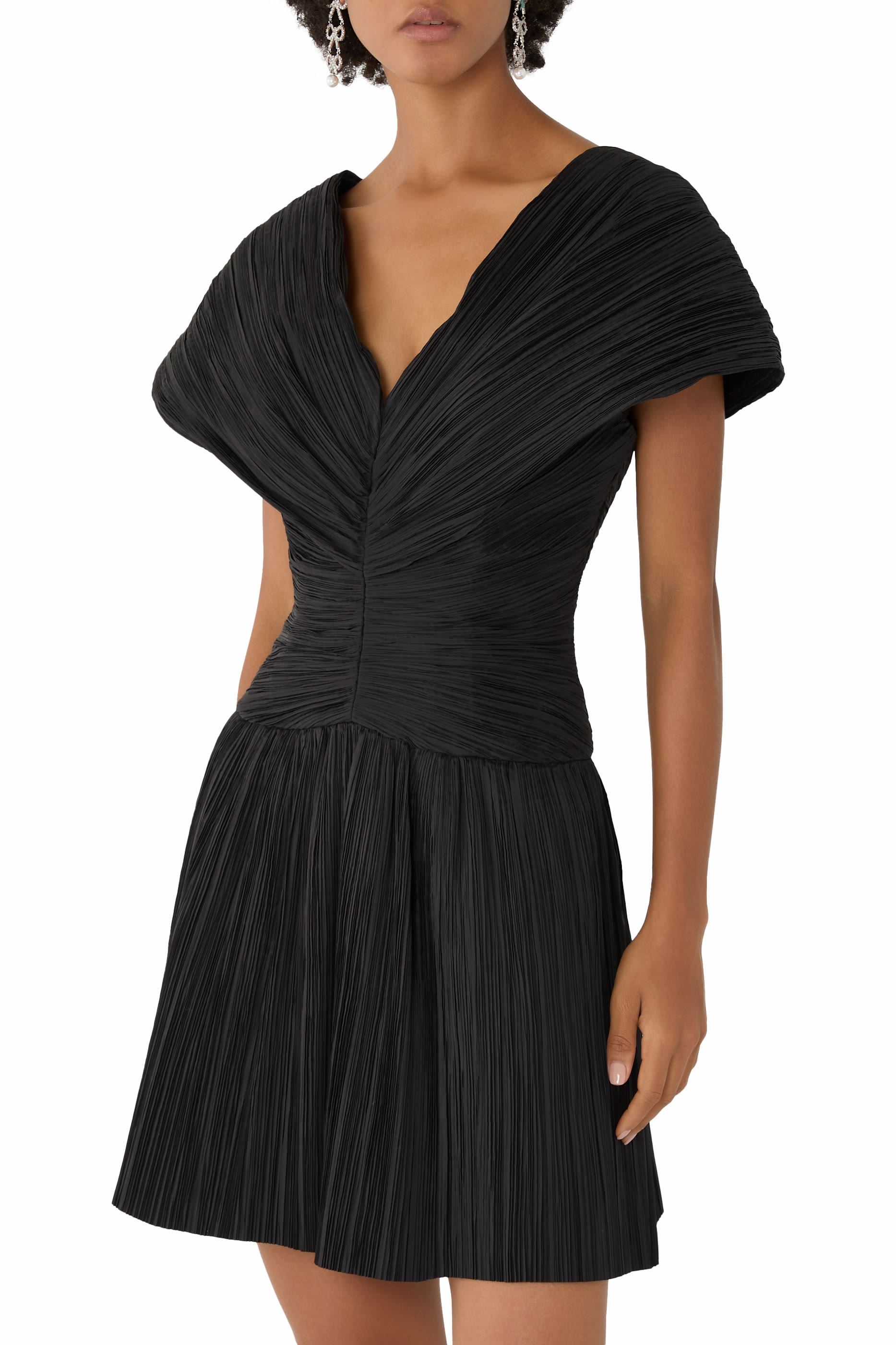 فستان أفاري قصير بطيات