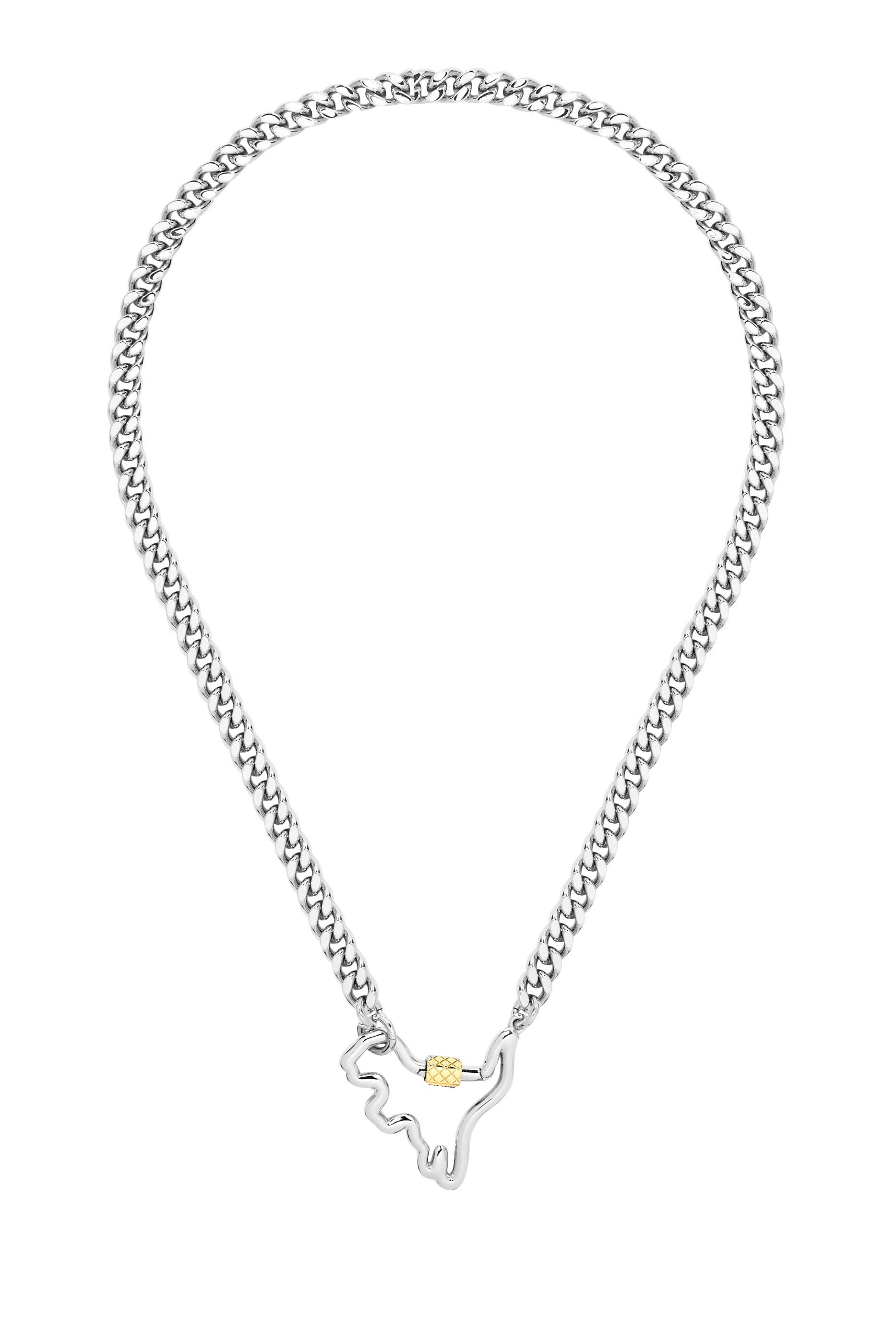 قلادة كارابينر ريكس بحلية بشعار الماركة، معدن