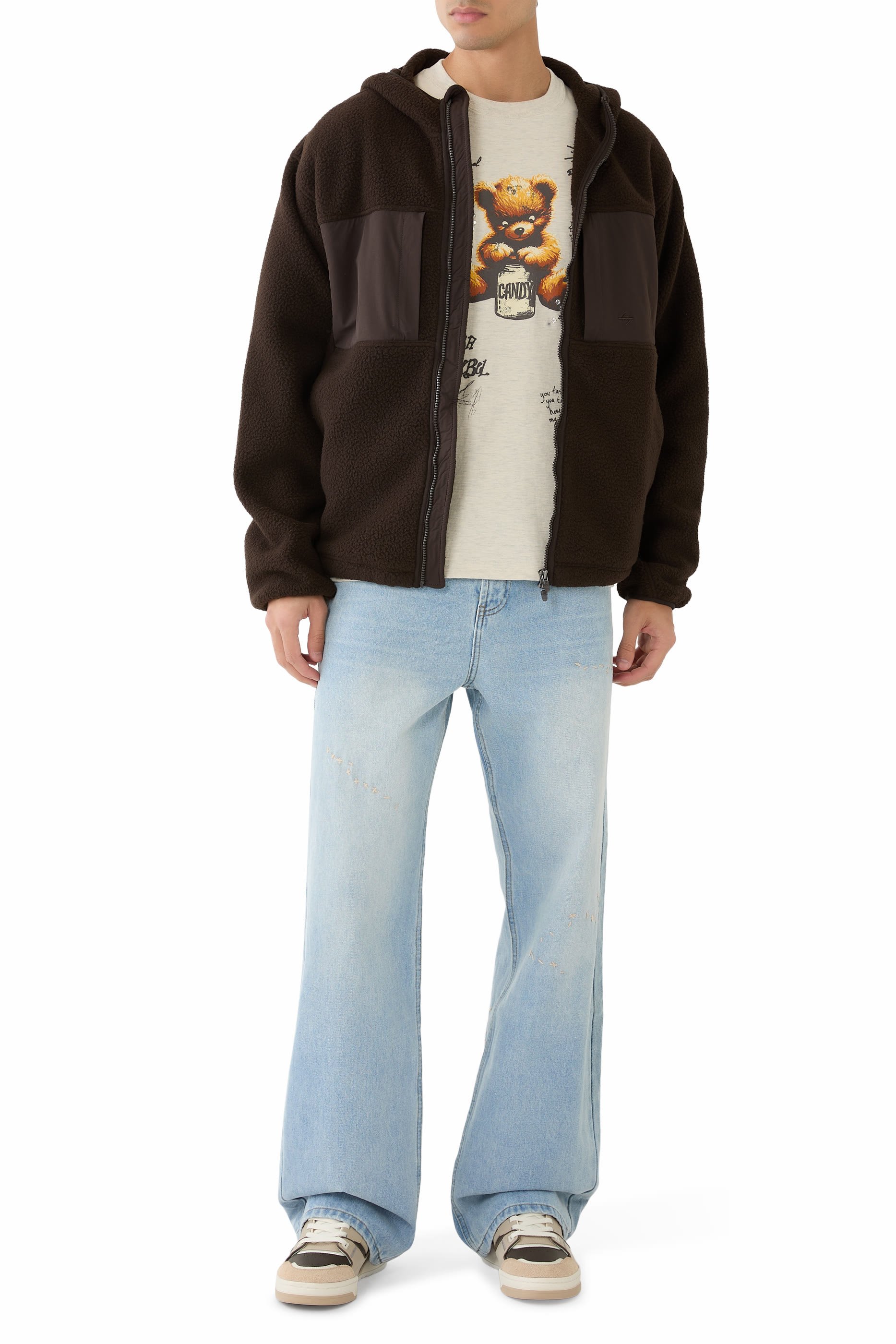 بنطال جينز جيرك بحافة واسعة