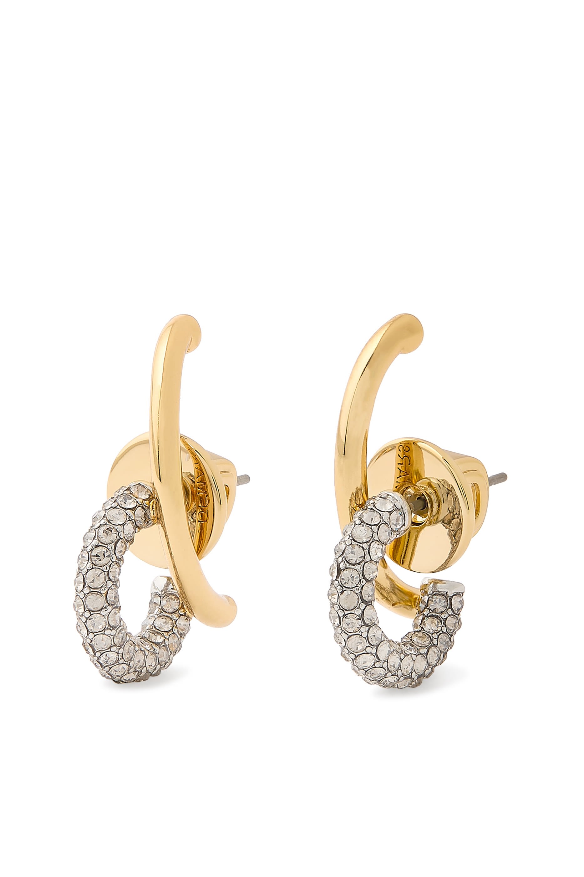 Marisa Mini Pav&eacute; Earrings, 12K Gold Plated Brass & Crystals