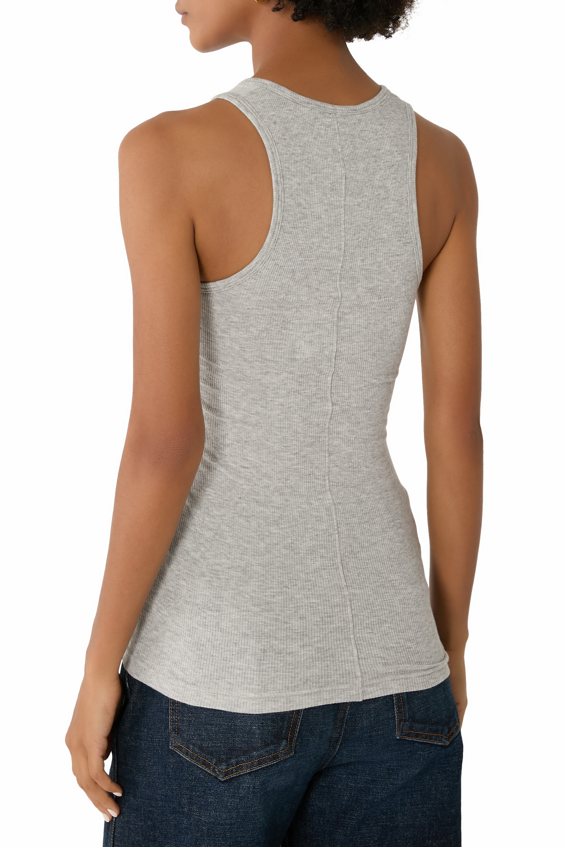 تيشيرت بتصميم بلوزة مضلع بلا أكمام وبياقة مستديرة خامة ناعمة