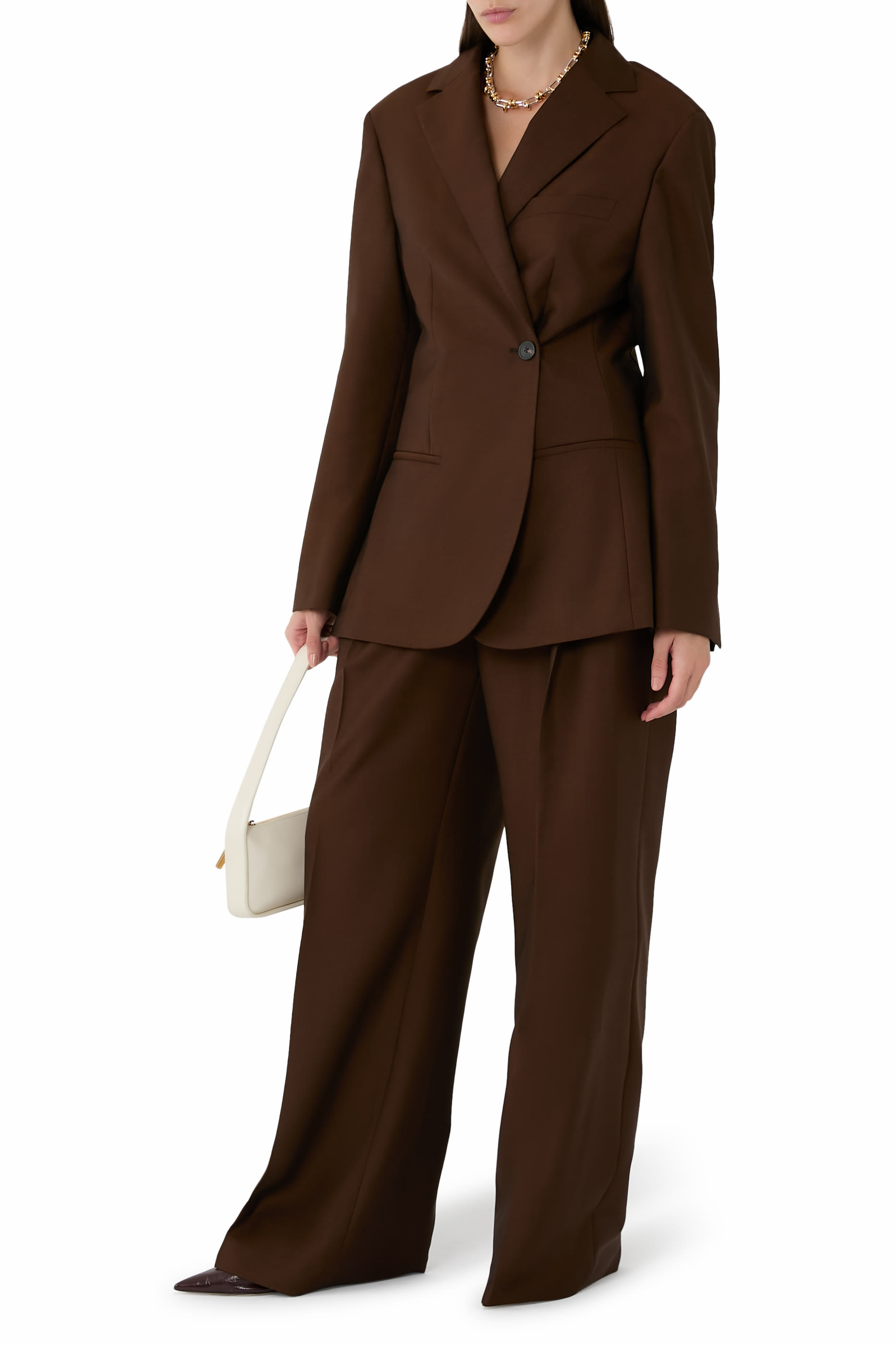  Dual Tone Piqué Overlap Suit Jacket