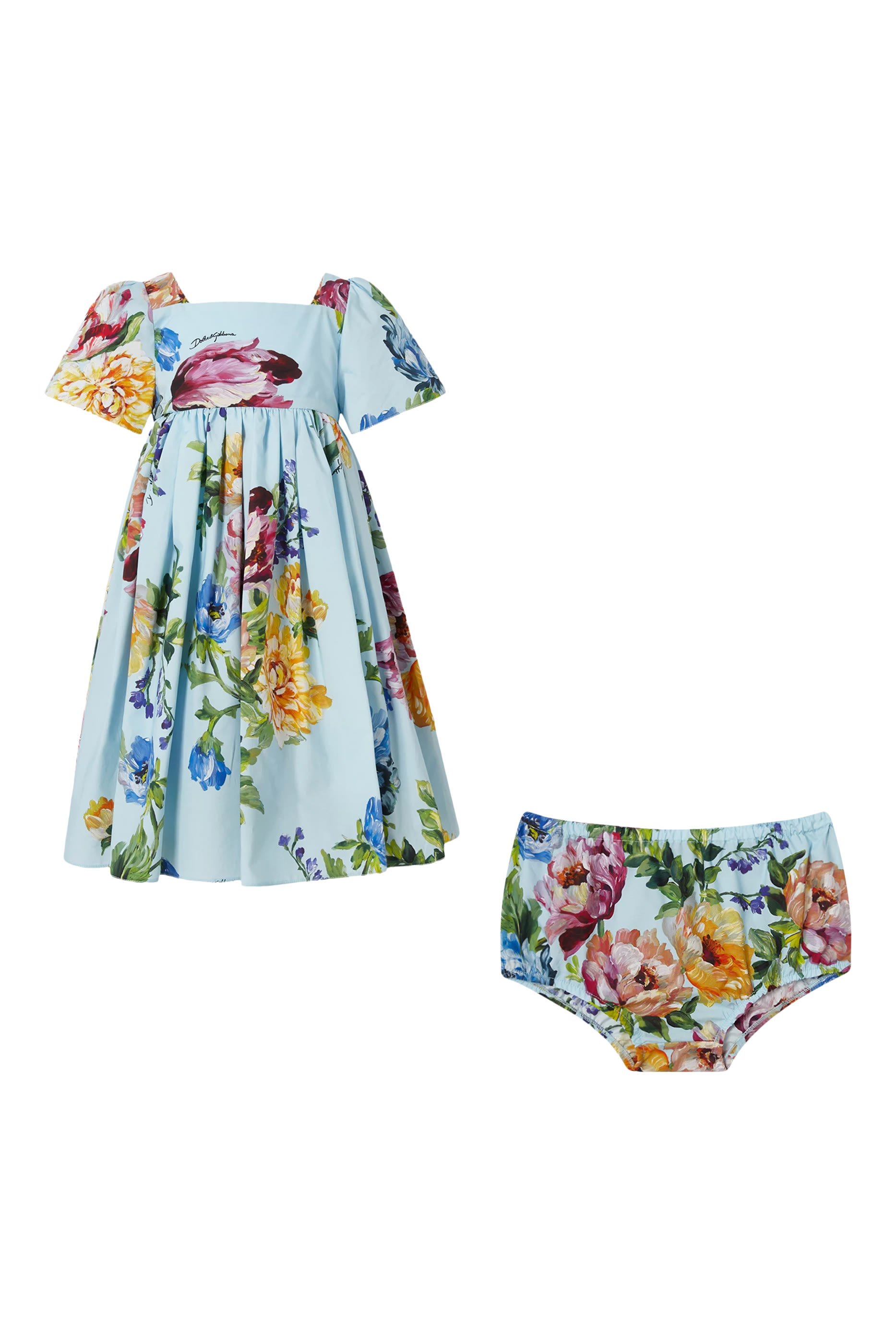 فستان بنقشة زهور قطن للأطفال