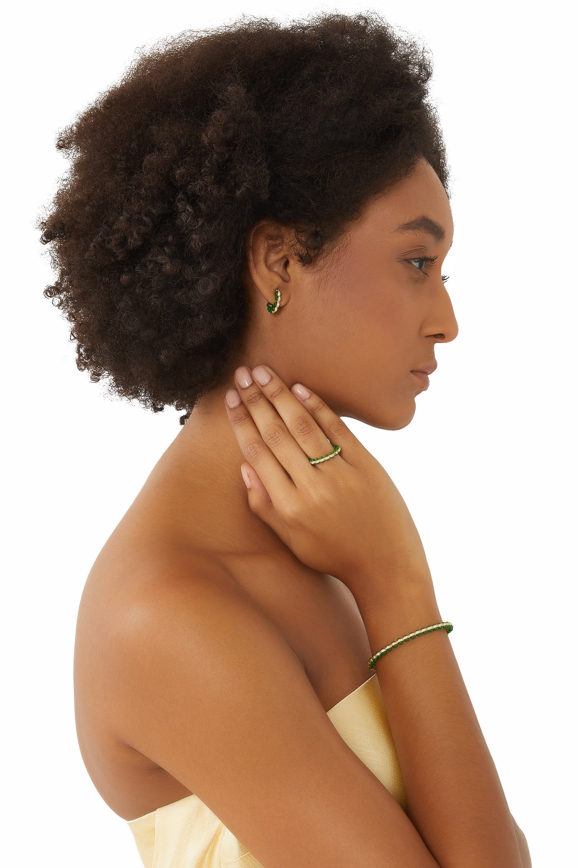 Gold Atom Ring Size 1, 18k Yellow Gold with Enamel & Diamonds