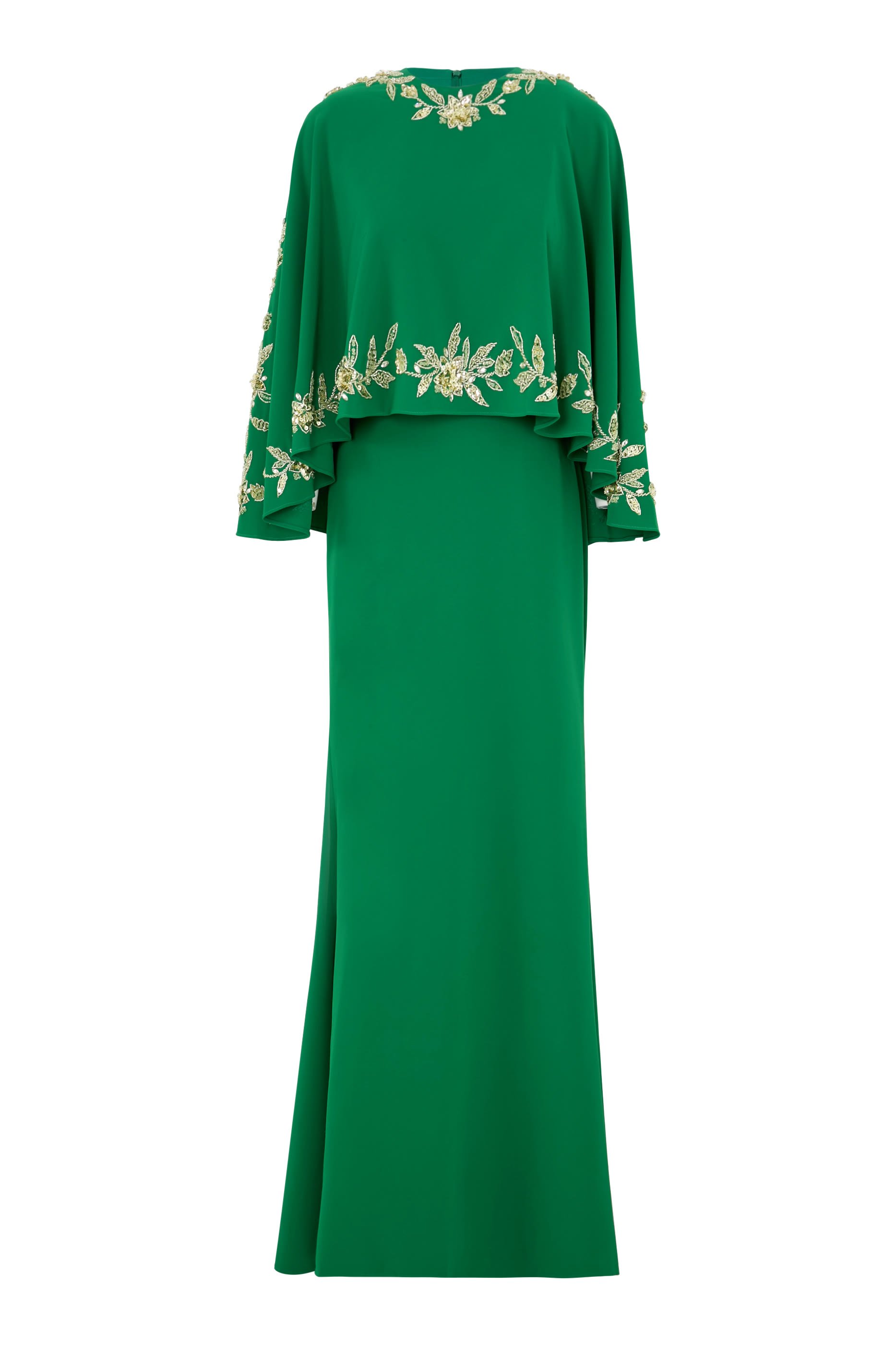 فستان سهرة بأكمام مطرزة كريب