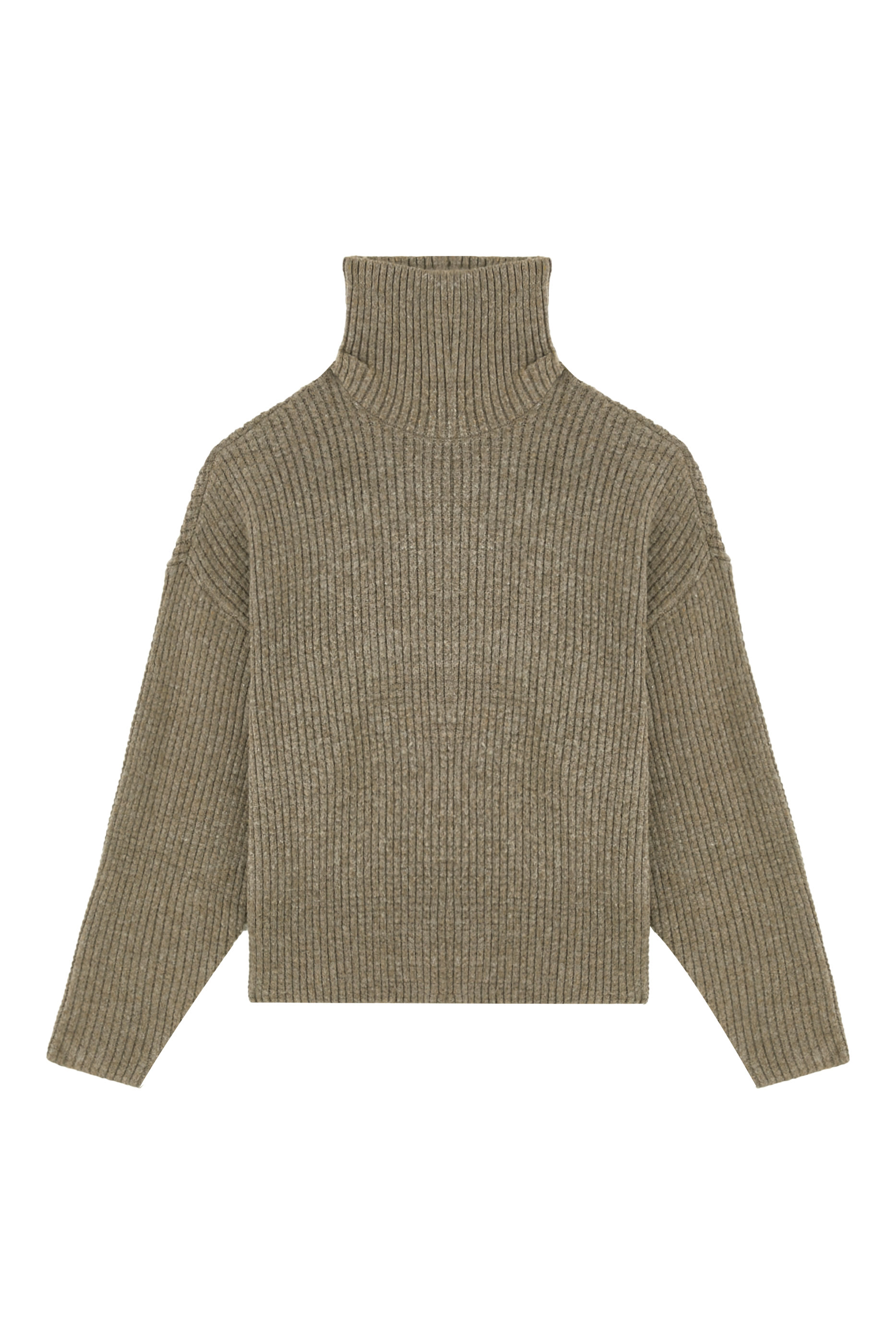 سترة بياقة عالية نسيج متشابك ثقيل