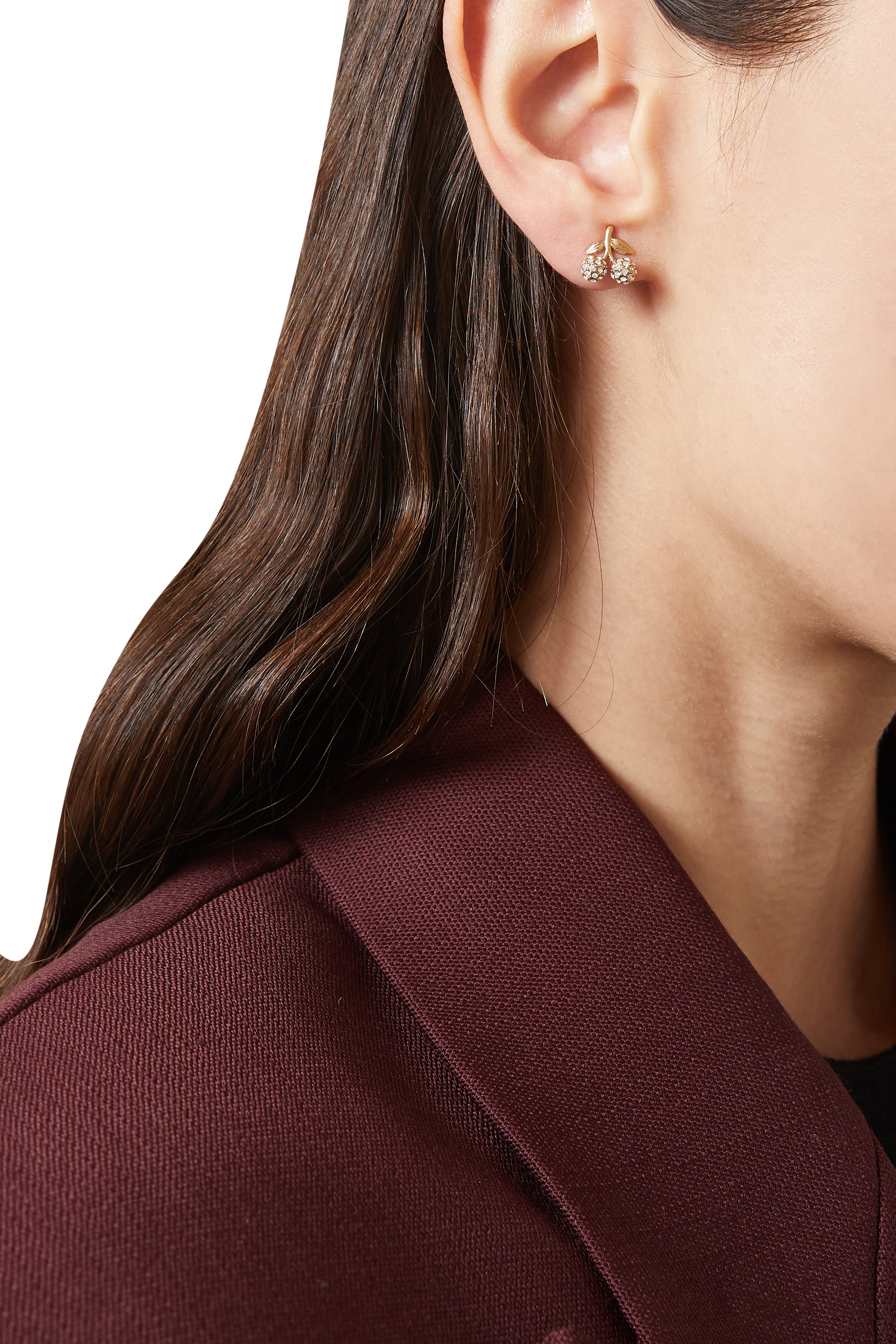 أقراط بتصميم كرز مرصعة بأحجار بافيه