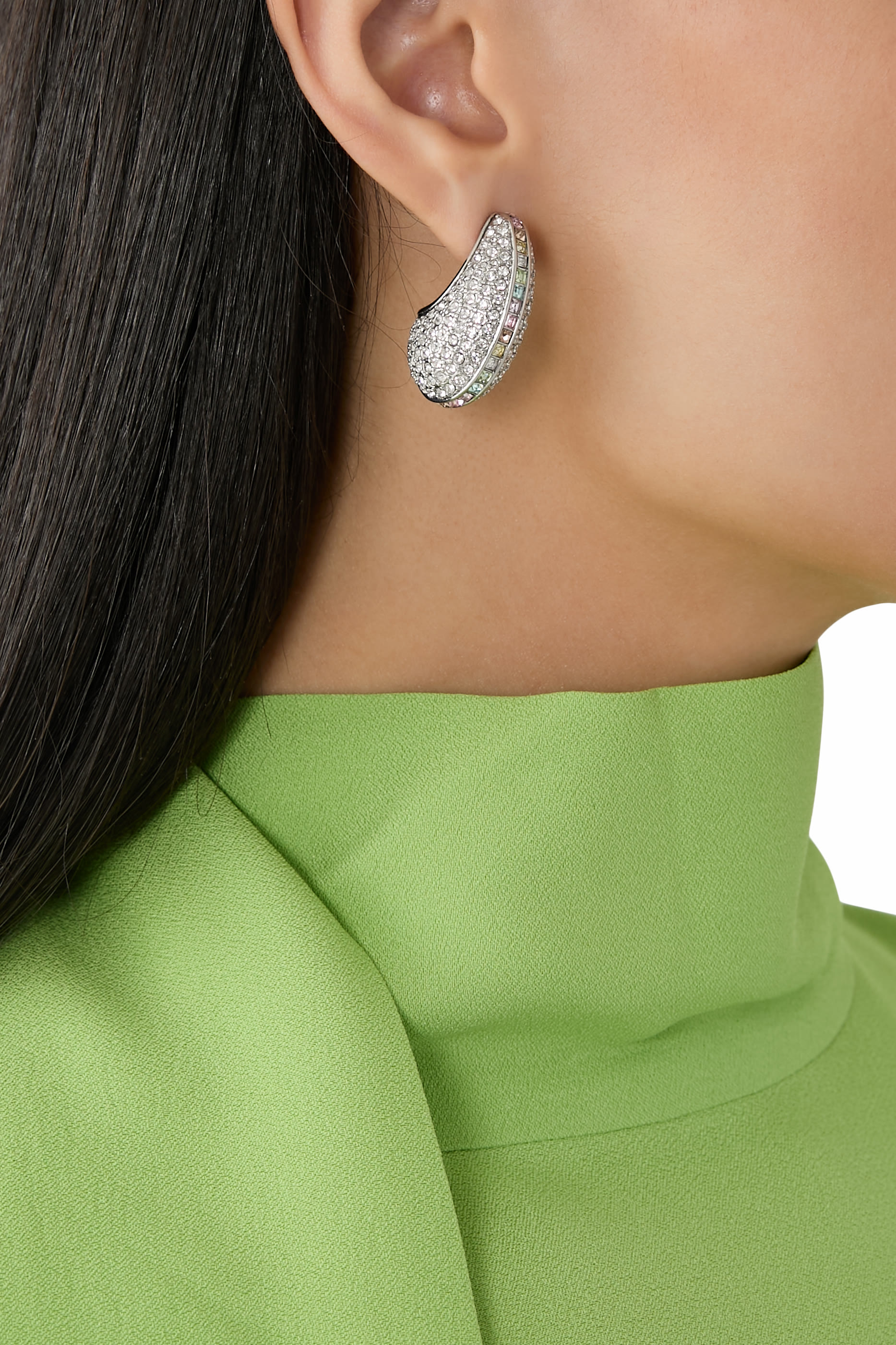 أقراط مرصعة بكريستال بافيه متعدد الألوان، معدن