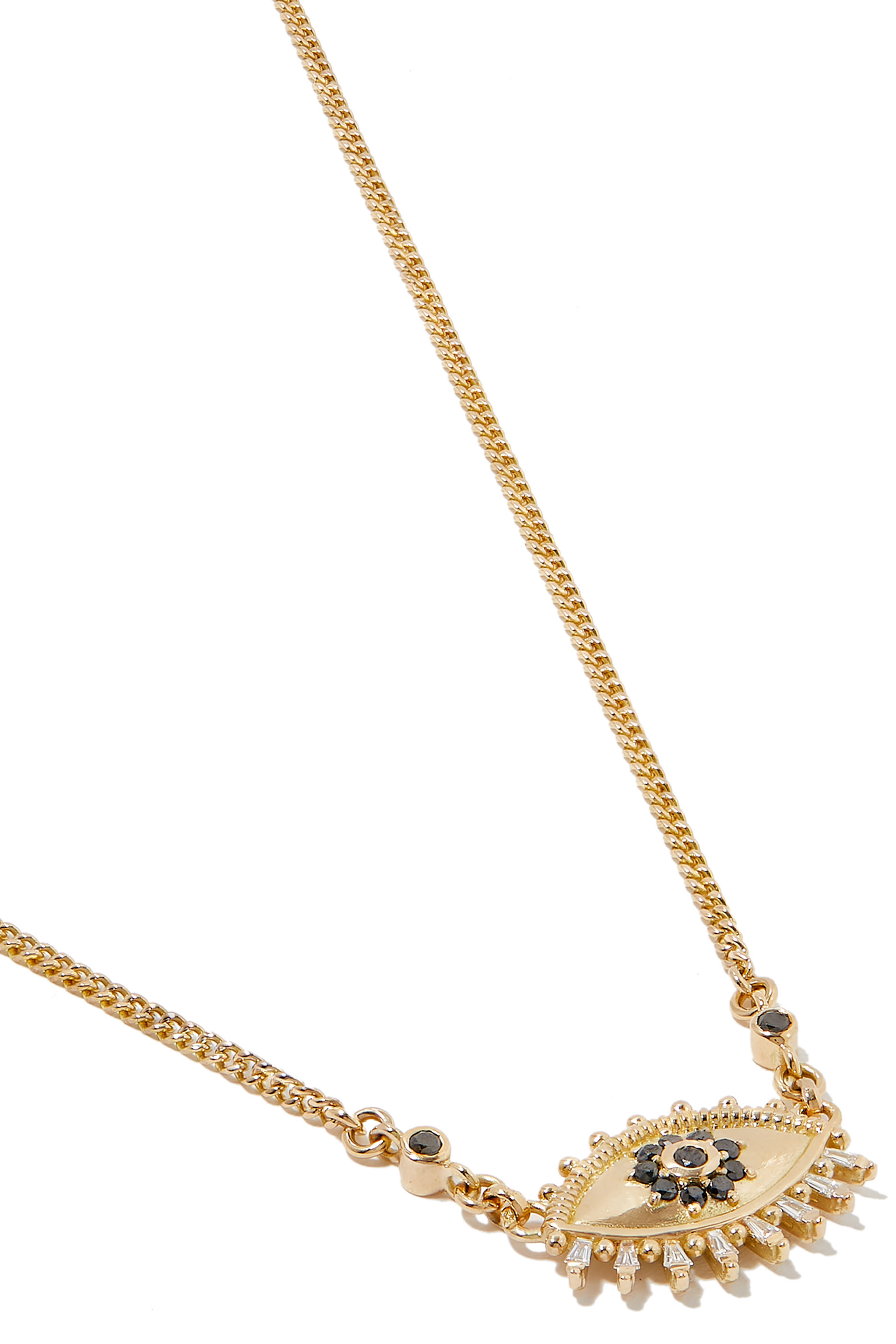 Eye Chain Necklace, 18k Yellow Gold & Black Diamond