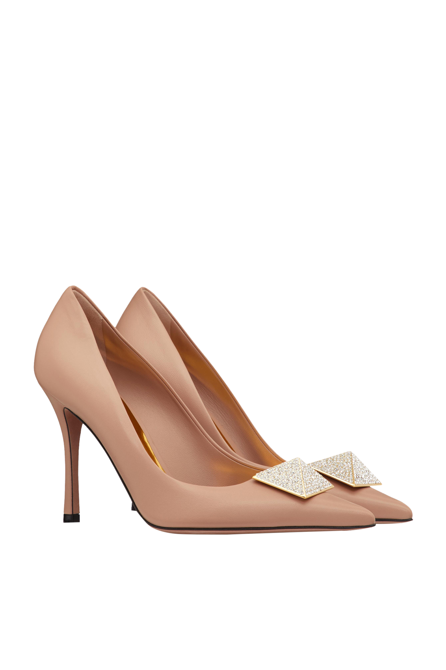 حذاء كلاسيك فالنتينو جارافاني جلد بحلية وكعب عالي مقاس 100 مم