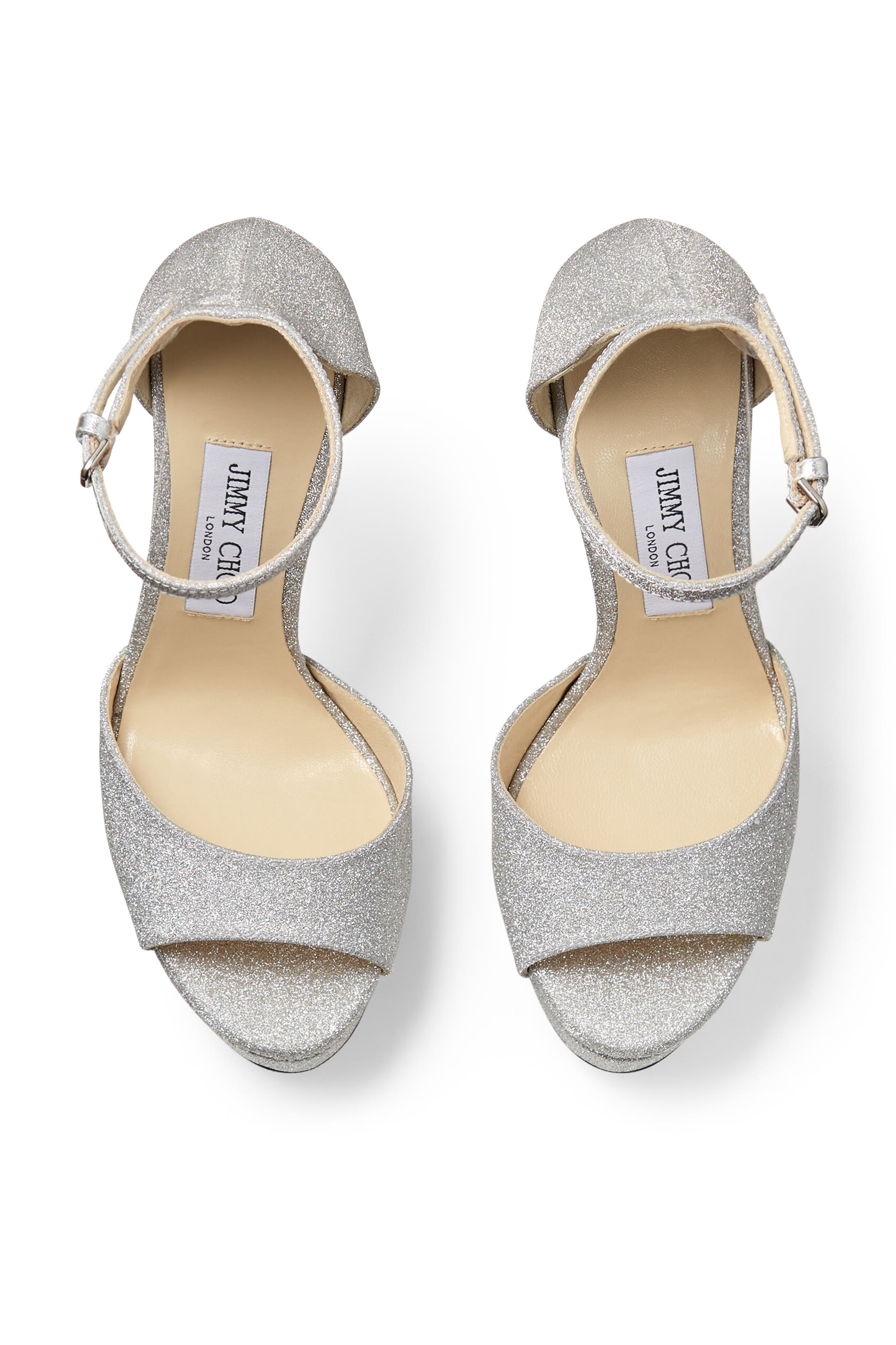 حذاء ماكس 150 بنعل سميك وكعب رفيع مزين بغليتر لامع