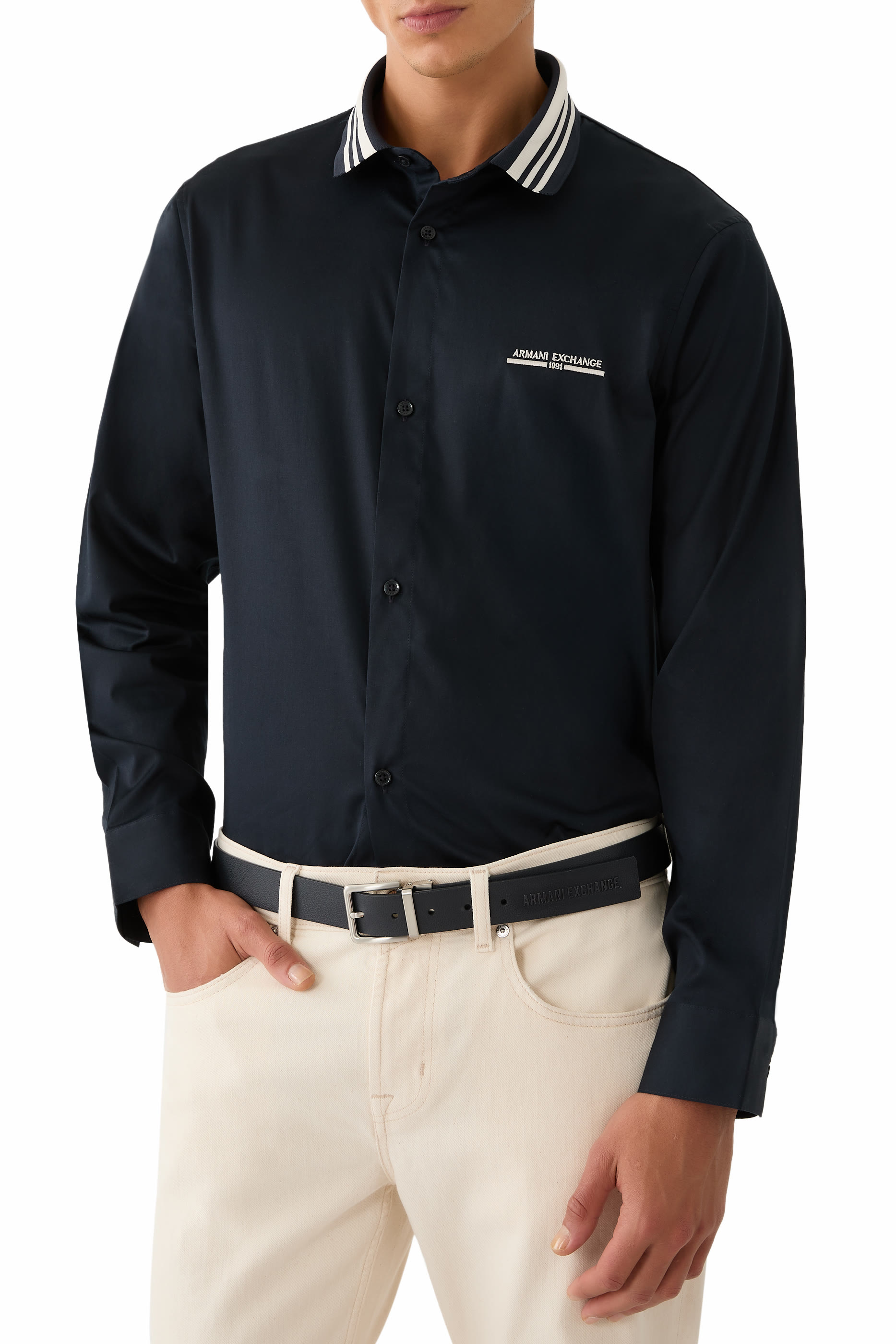 حزام بمشبك مستطيل جلد