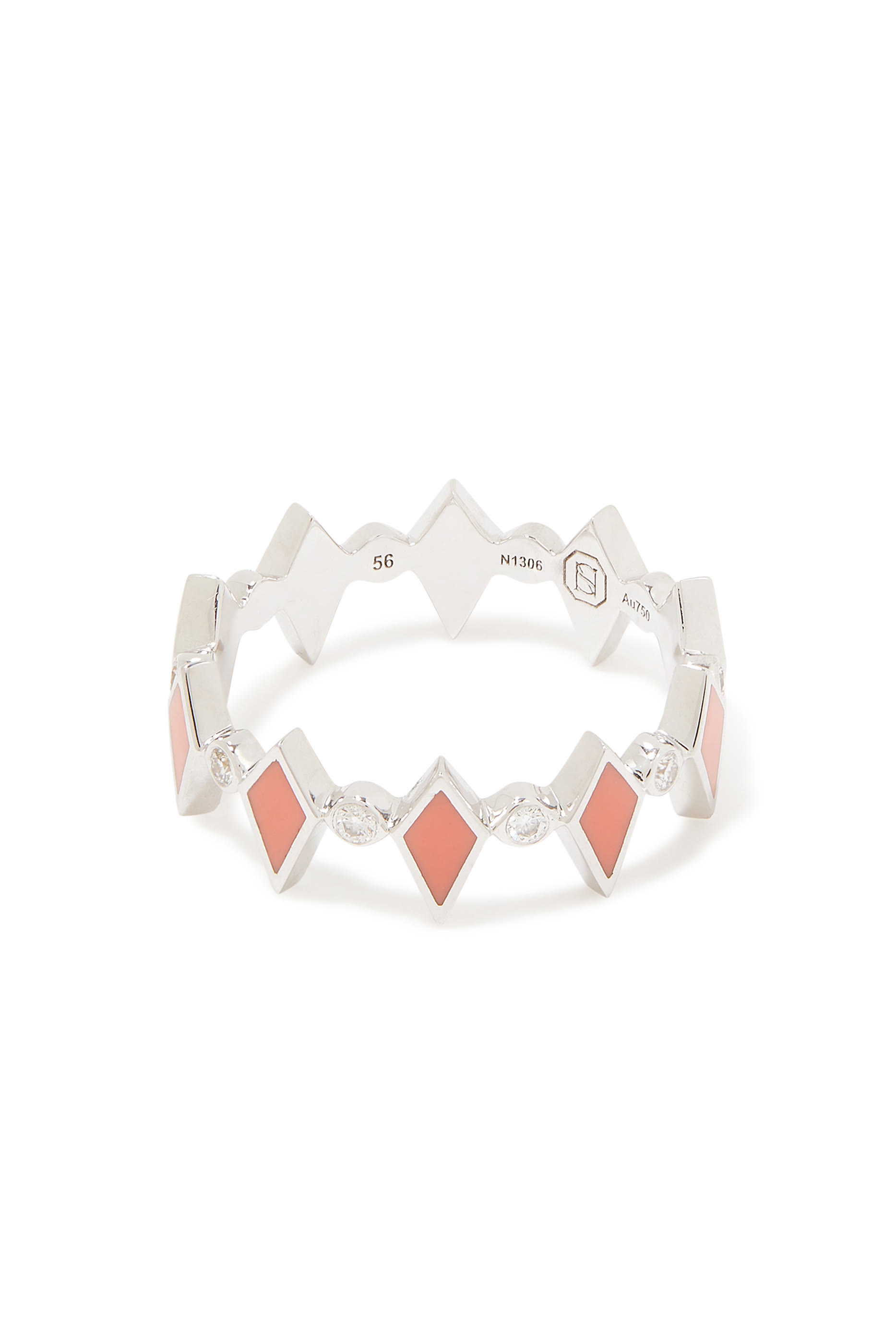 خاتم موزاييك ذهب أبيض عيار 18