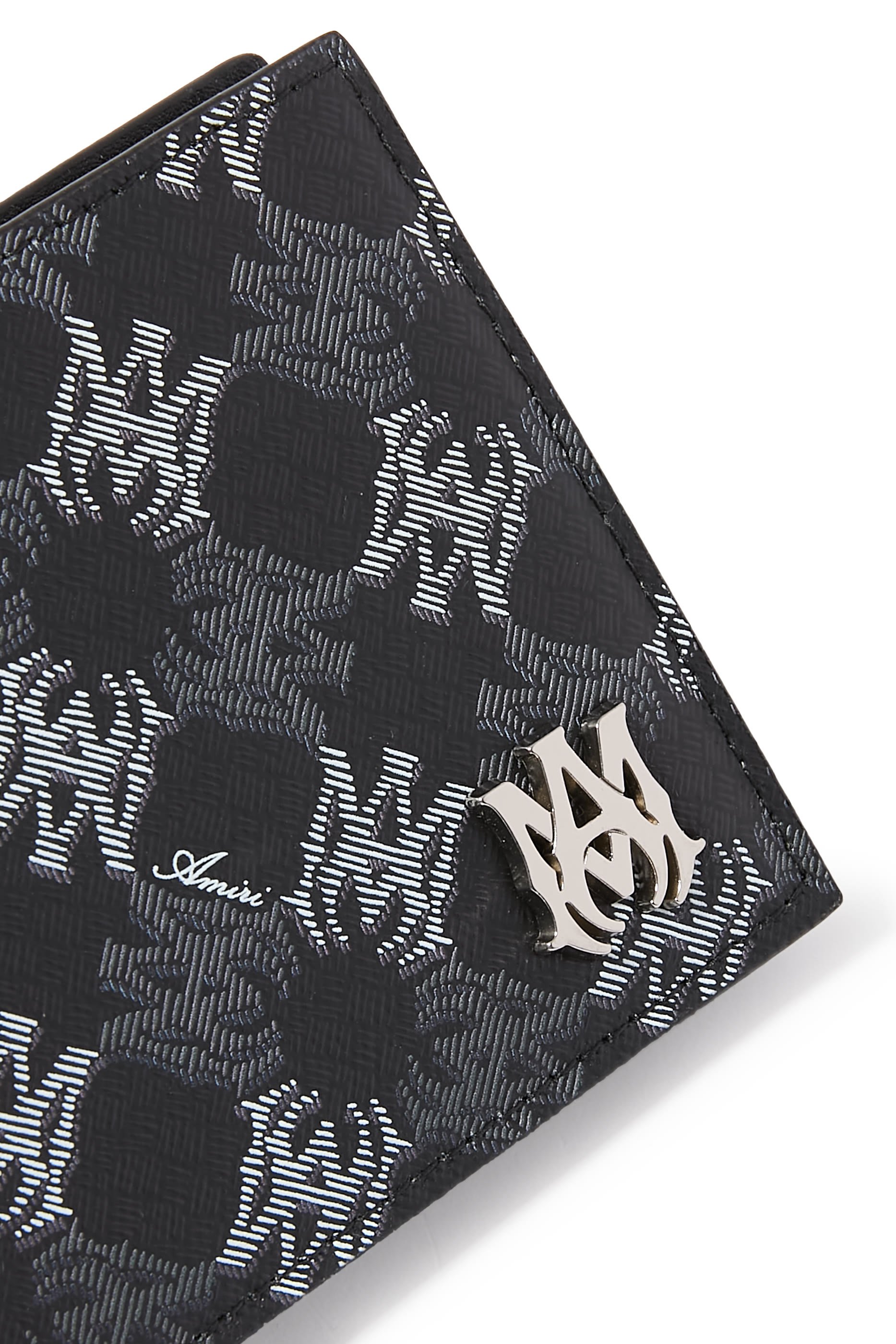 محفظة بتصميم ثنائي الطي بشعار الماركة جلد