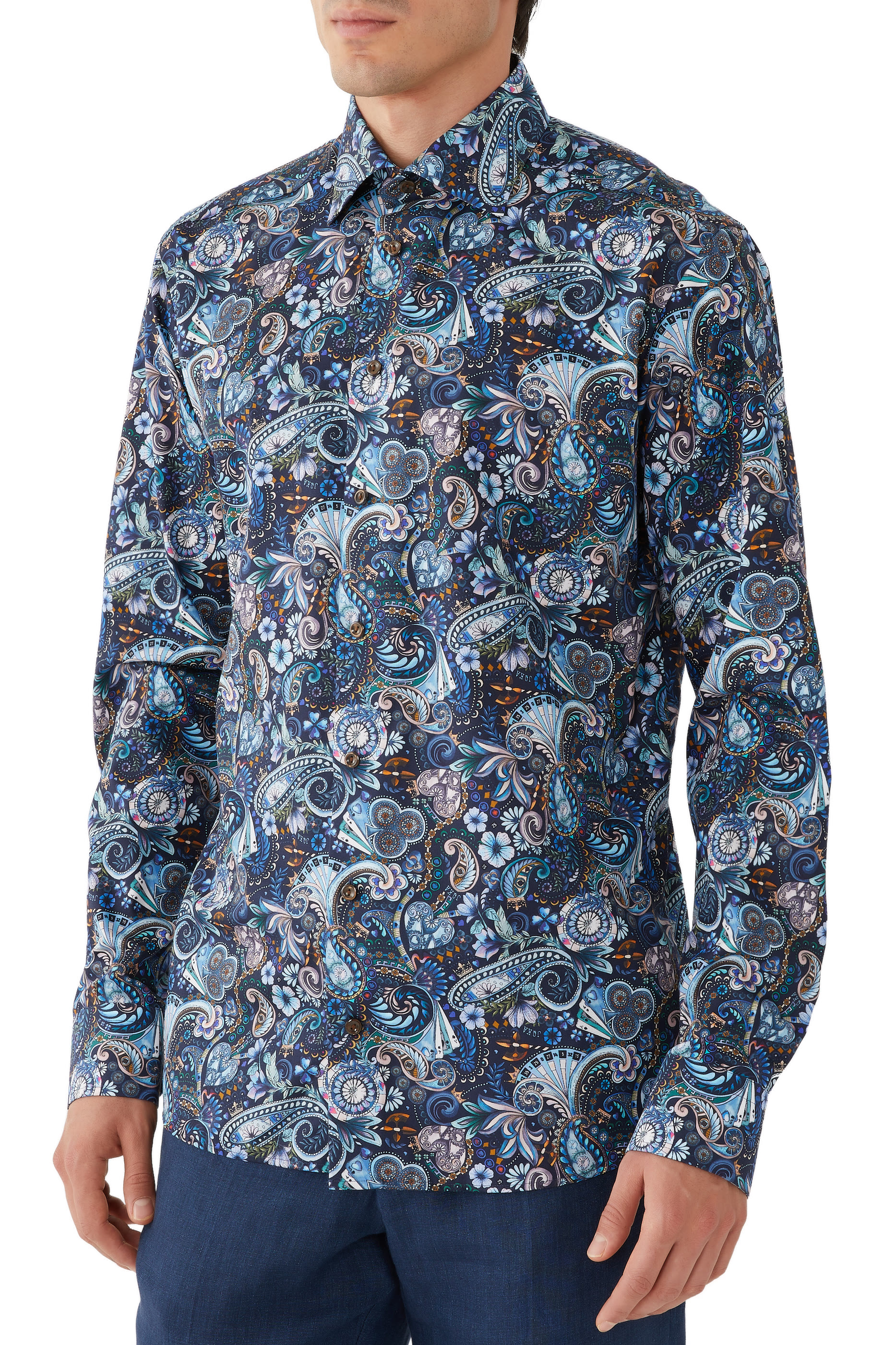 قميص مزين بنقشة تويل مميز للماركة