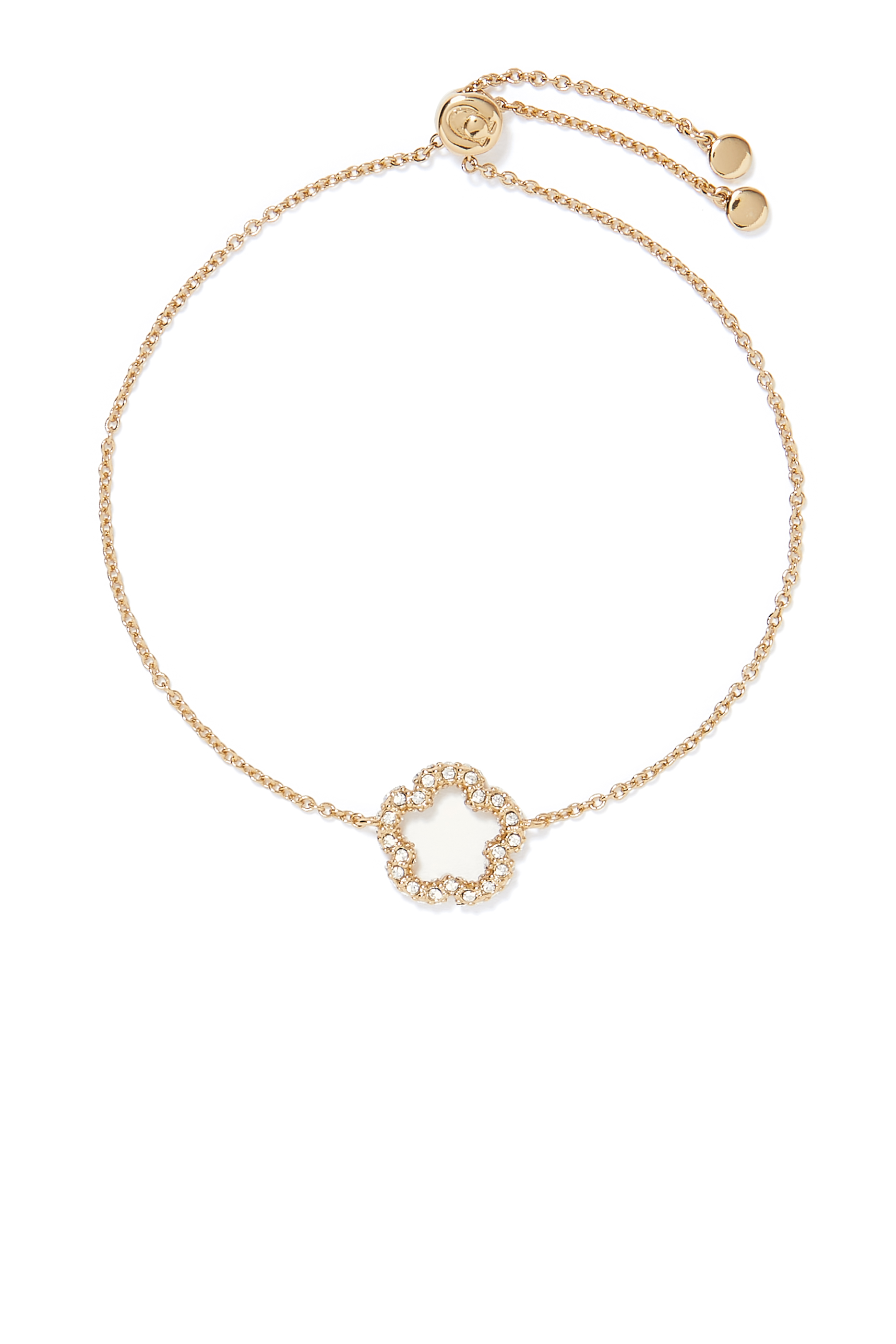 سوار بحلية بتصميم زهرة الشاي مرصعة بأحجار بافيه وقفل منزلق