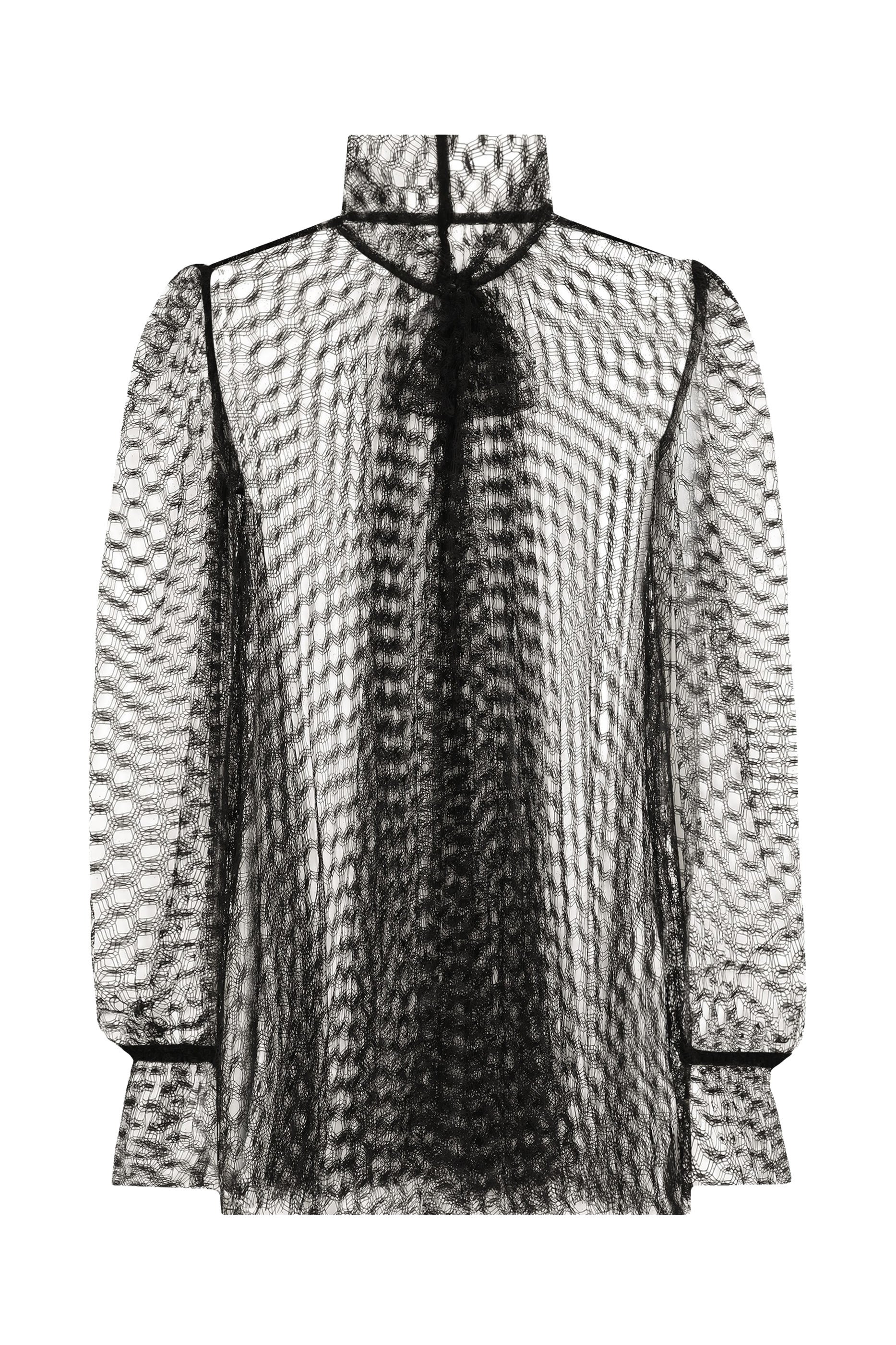 بلوزة بربطة فيونكة قماش شبكي