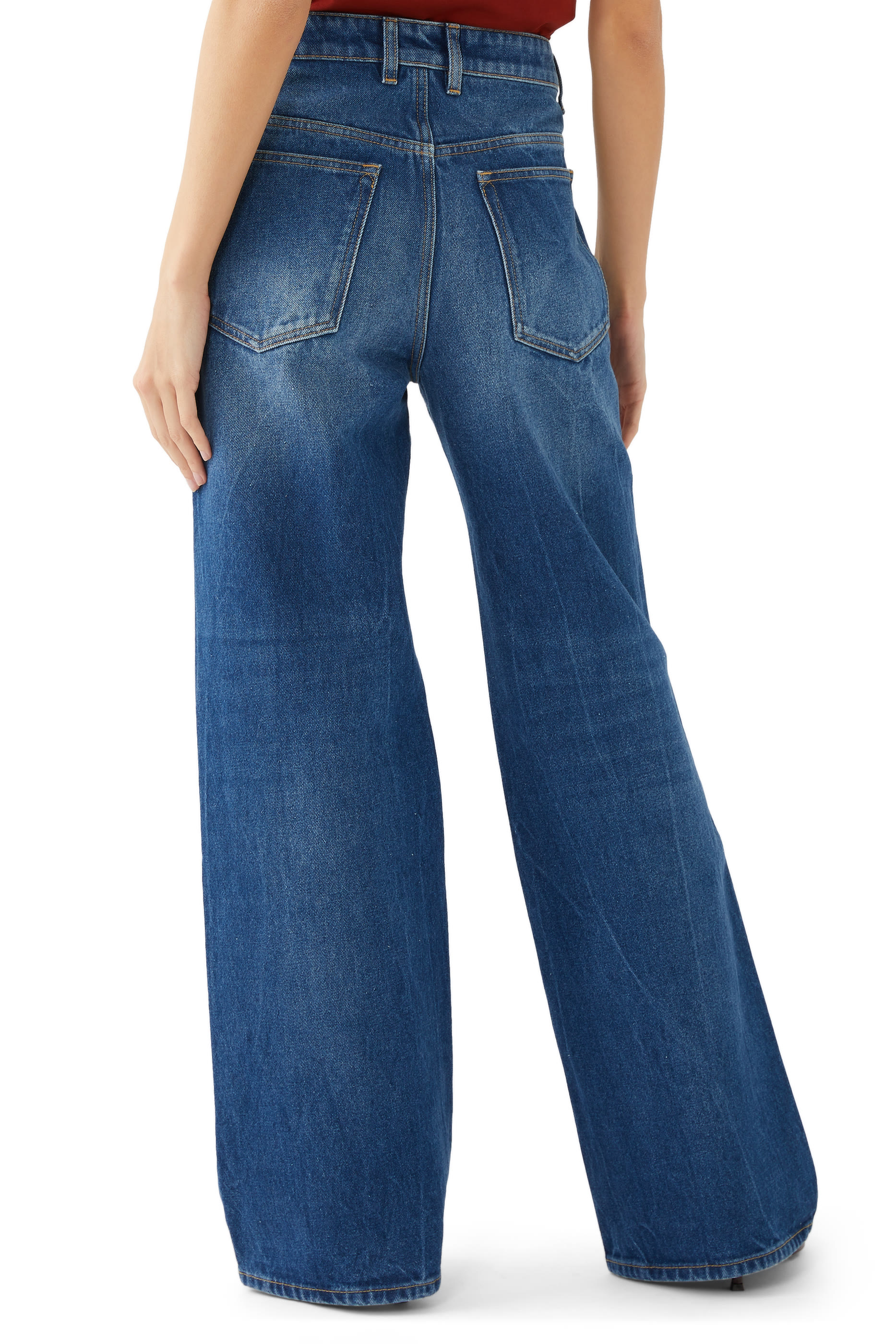 بنطال جينز دنيم بقصة مستقيمة