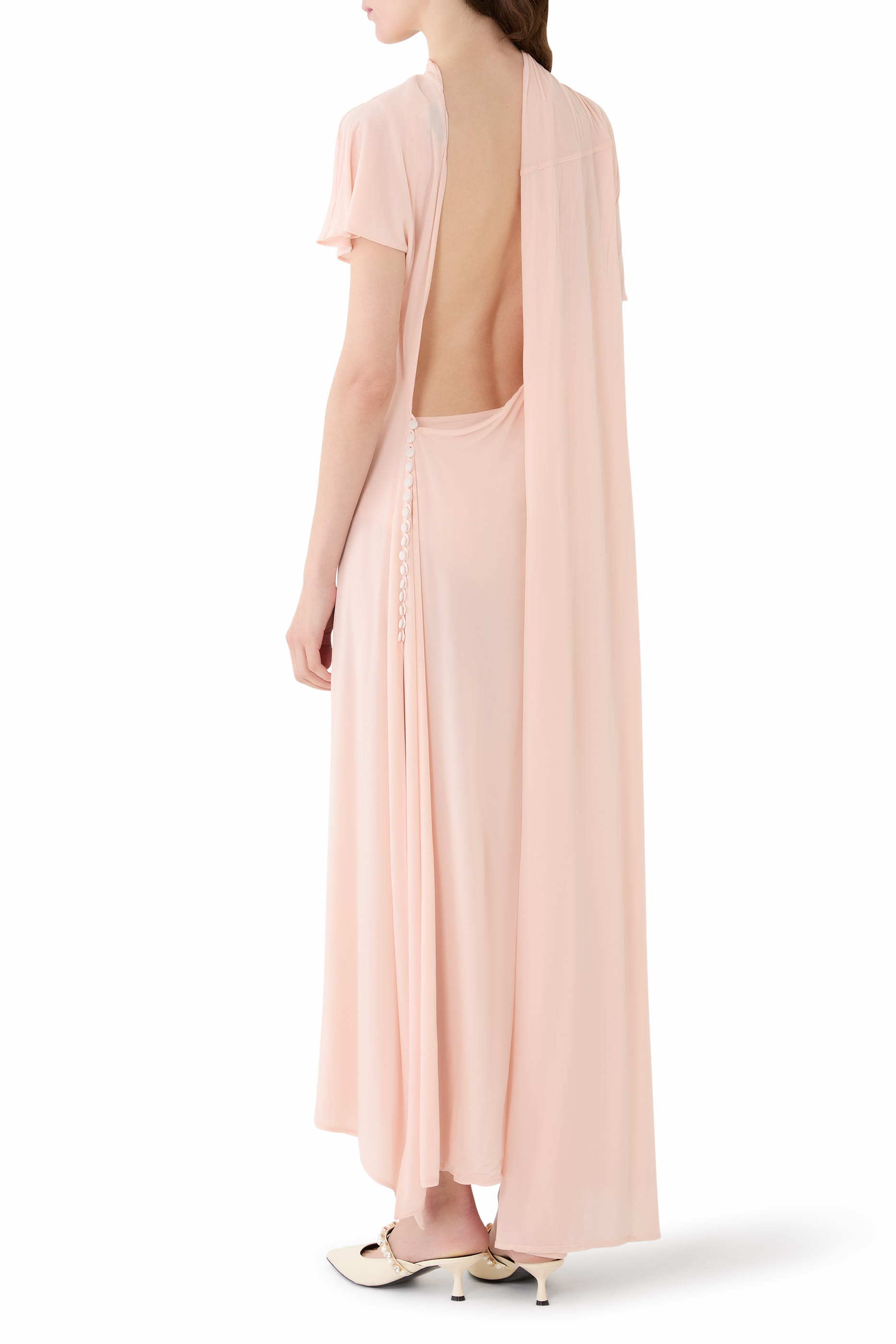 فستان متوسط الطول مزين بوشاح