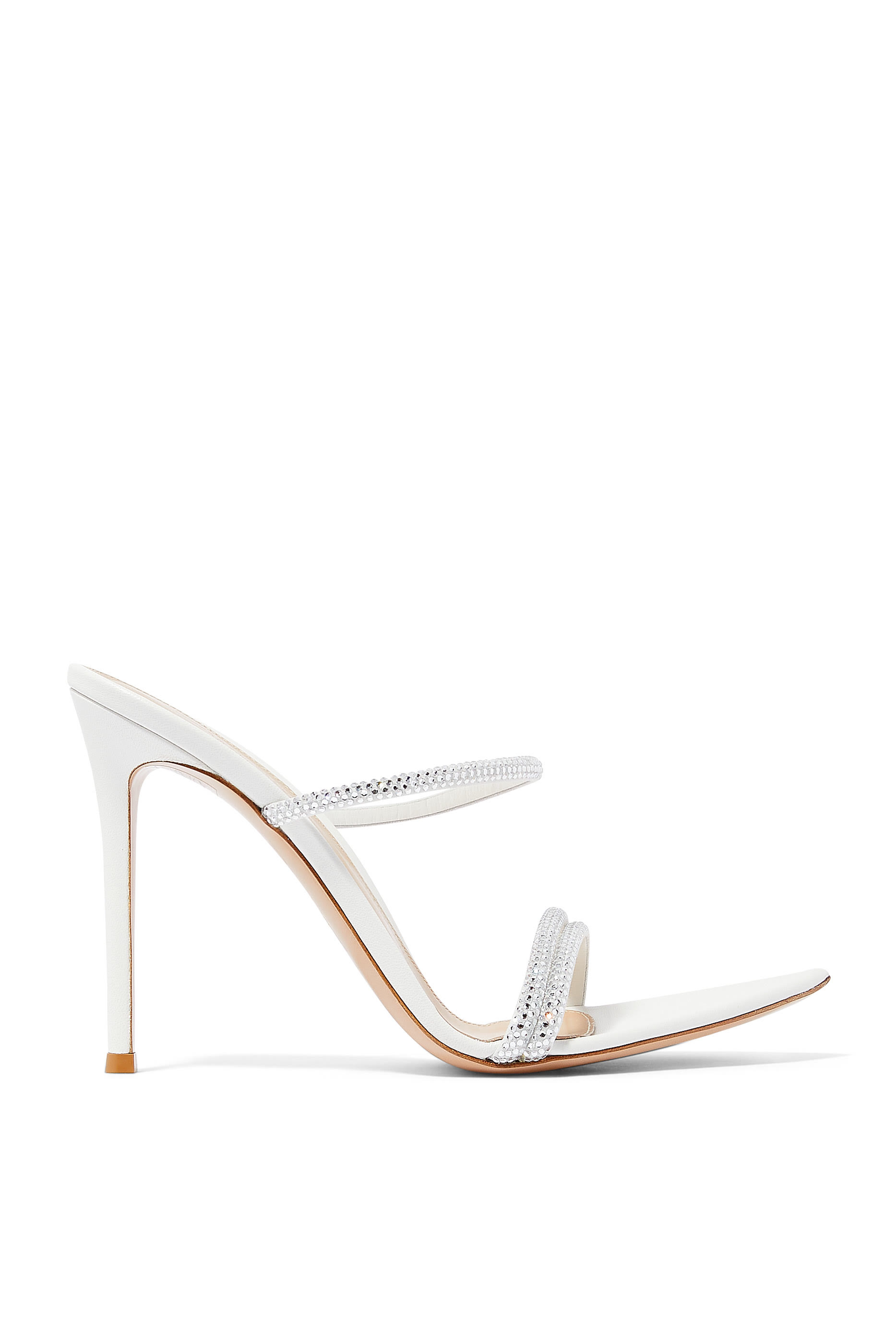 حذاء كان 105 مفتوح من الخلف بسيور مزوجة مرصعة بأحجار جلد