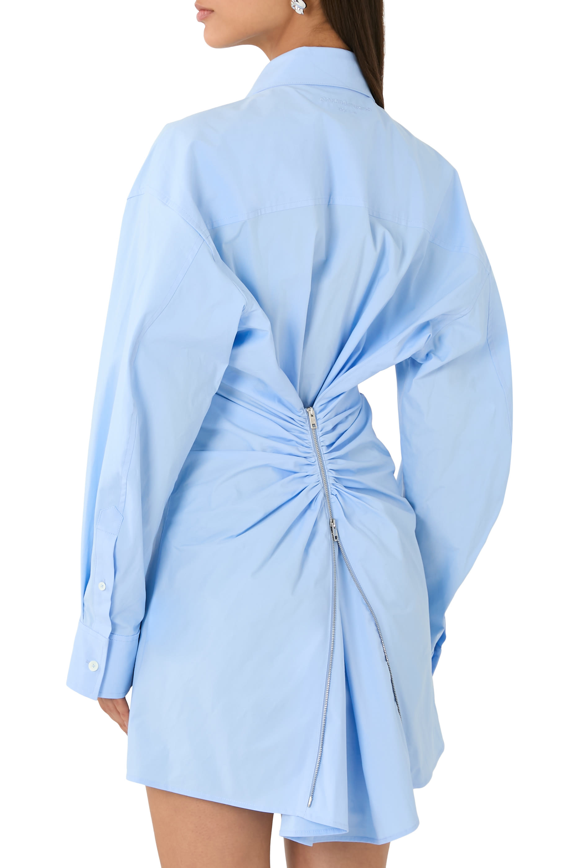 فستان بتصميم قميص بسحاب قطن مطاطي