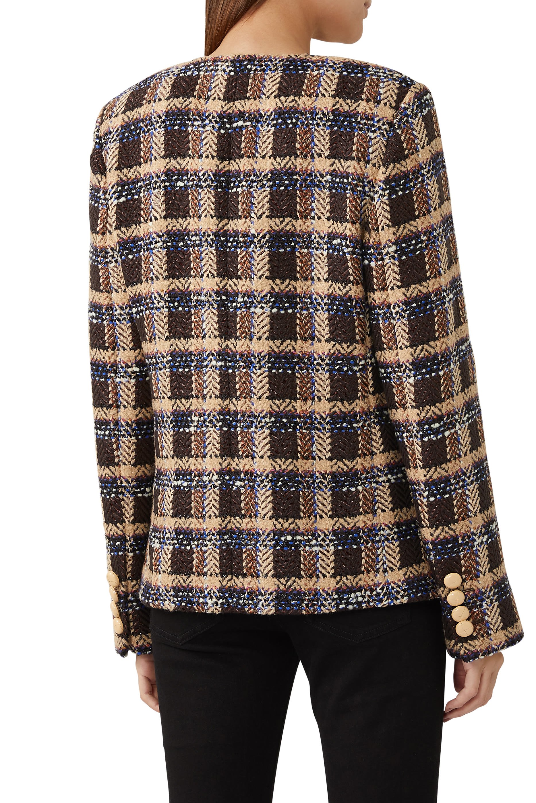 جاكيت صوف تويد تارتان