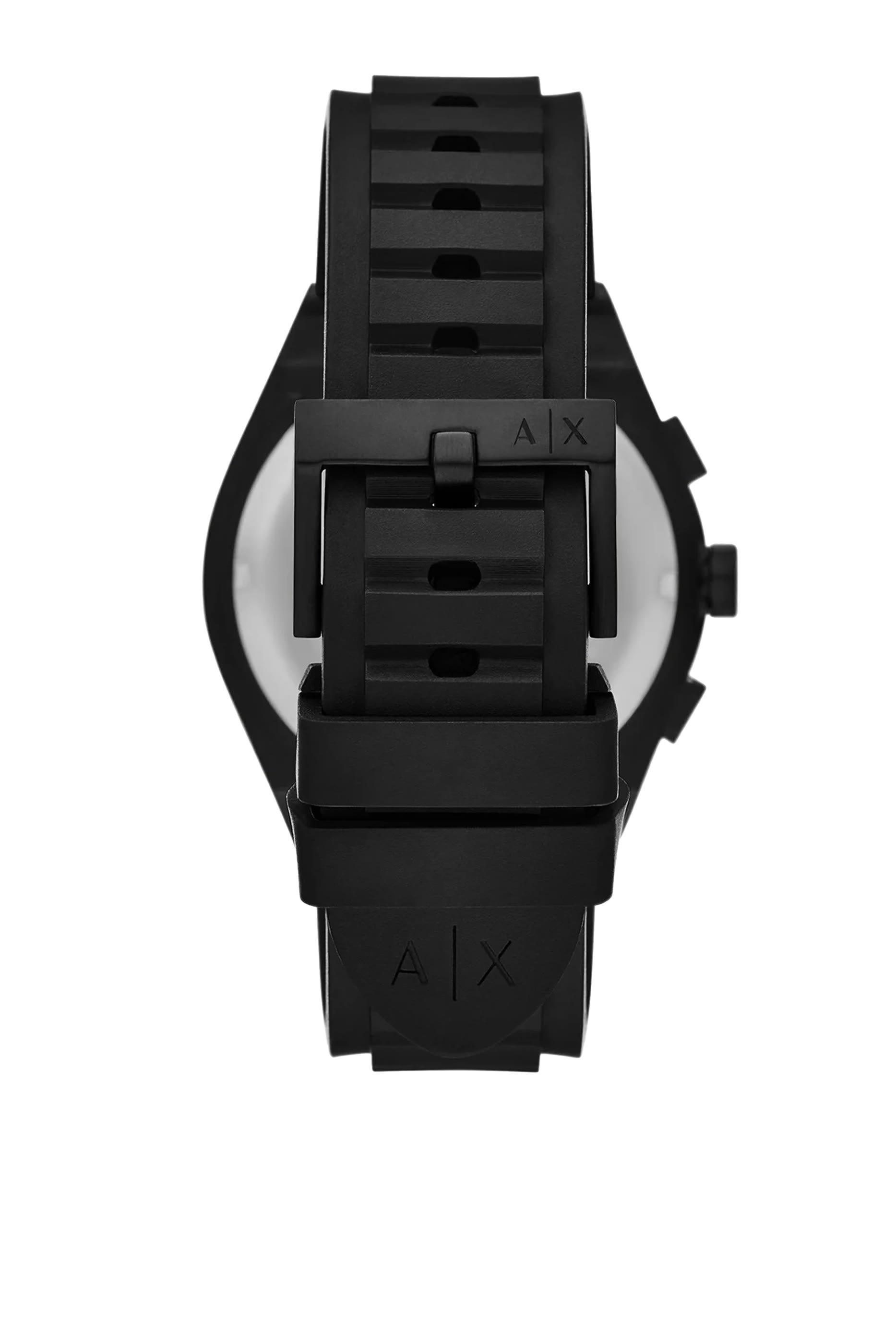 طقم ساعة كرونوغراف بسوار سيليكون أسود مع شارة أمتعة