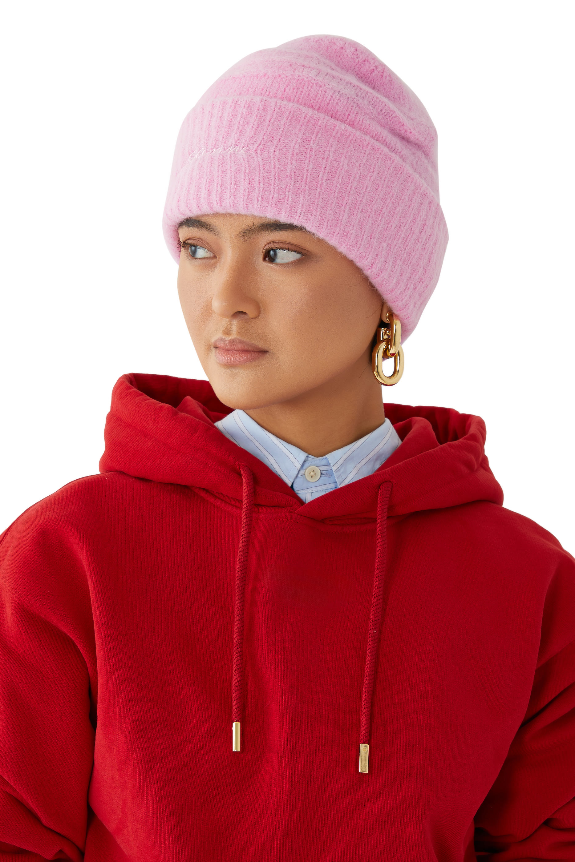 قبعة بيني منسوجة مطرزة بشعار الماركة