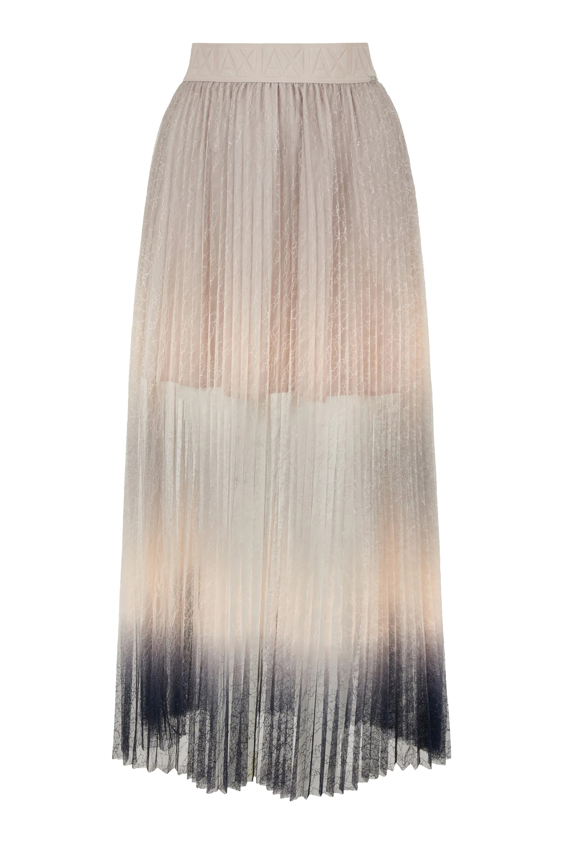 تنورة دانتيل متوسطة الطول بطيات