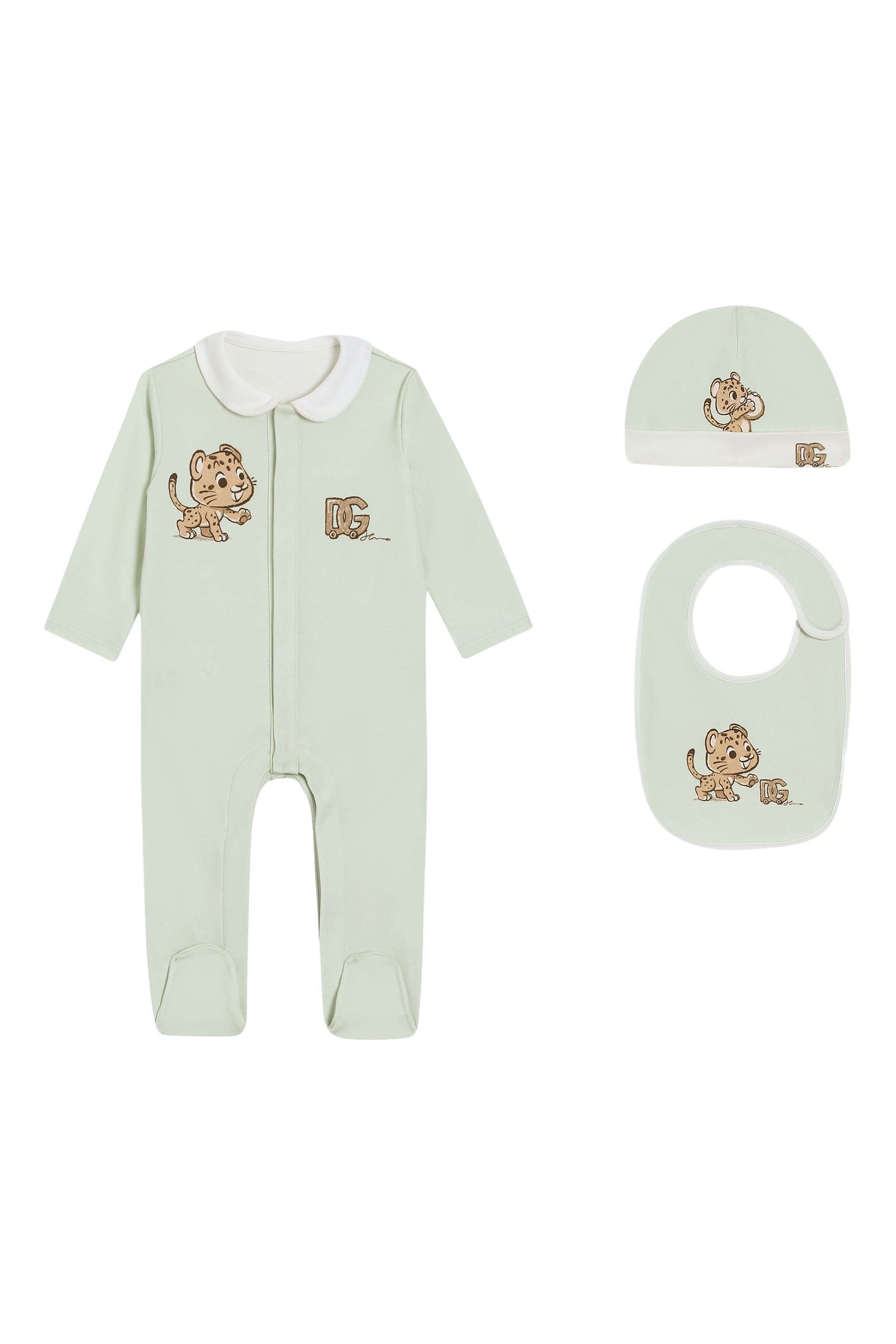 طقم بودي سوت بنقشة فهد وشعار الماركة للأطفال، 3 قطع