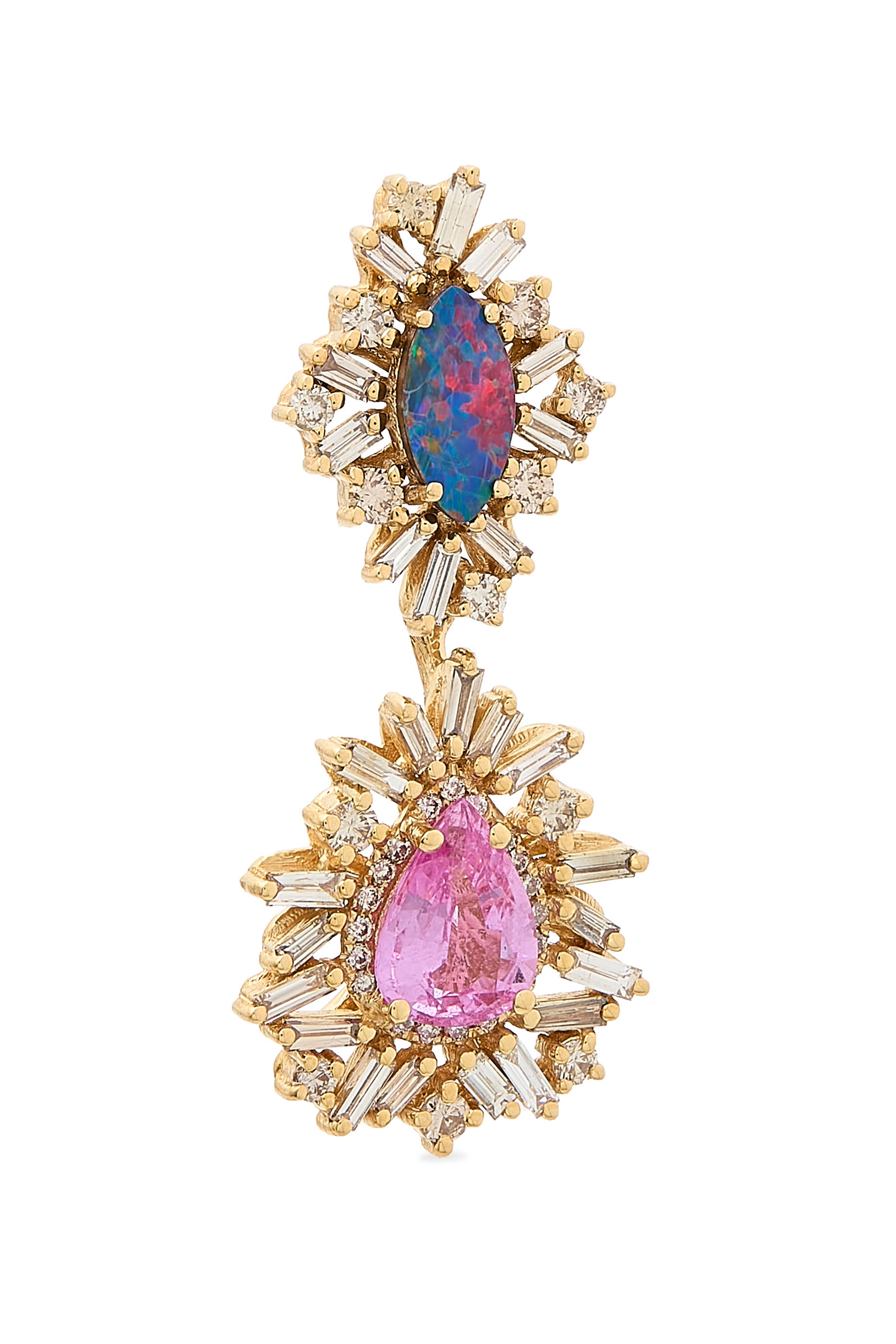 أقراط وان اوف ايه كايند بحلي بتصميم دمعة مرصعة بالأوبال الوياقوت والماس، ذهب أصفر عيار 18