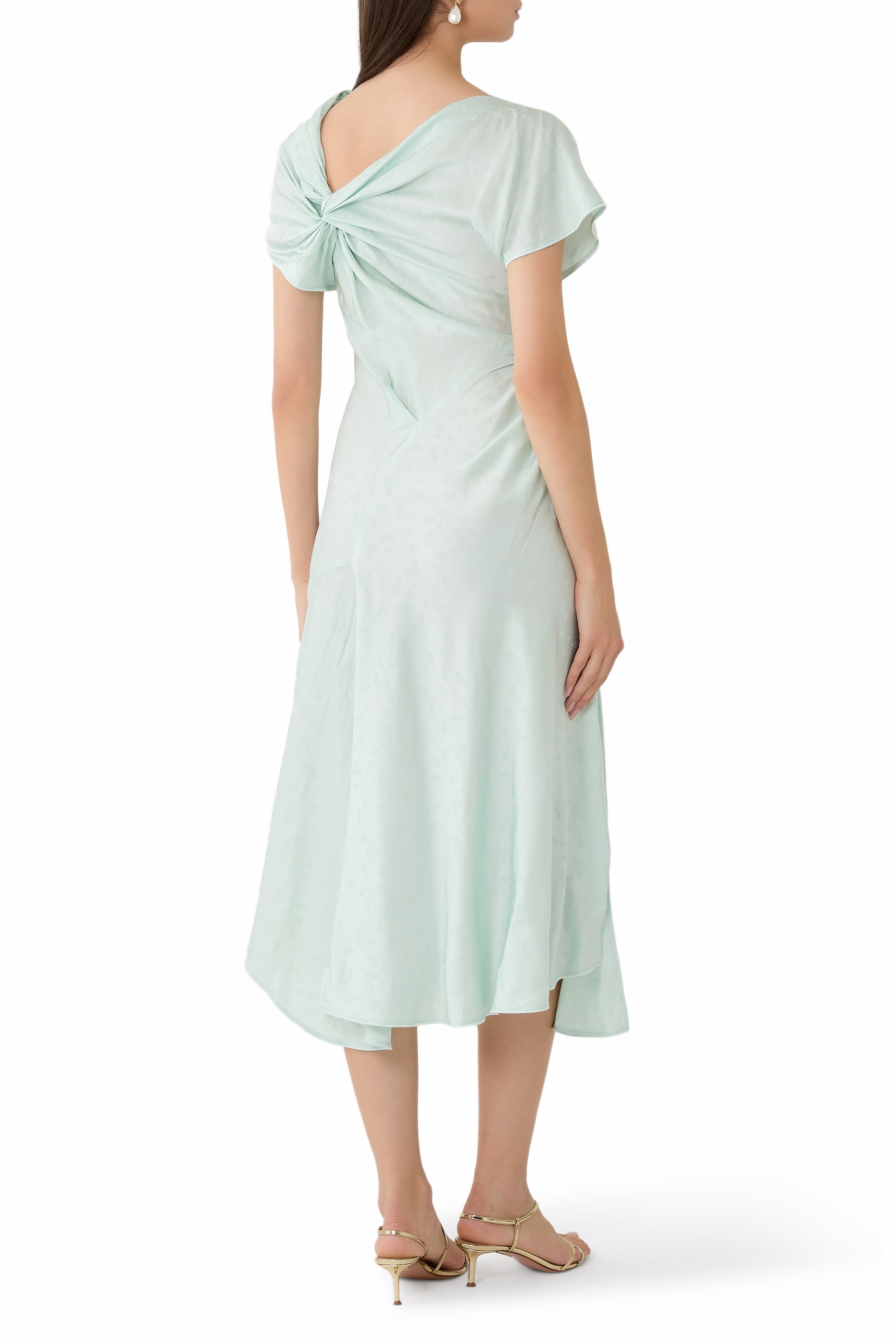 فستان بتصميم ملفوف غير متماثل متوسط الطول