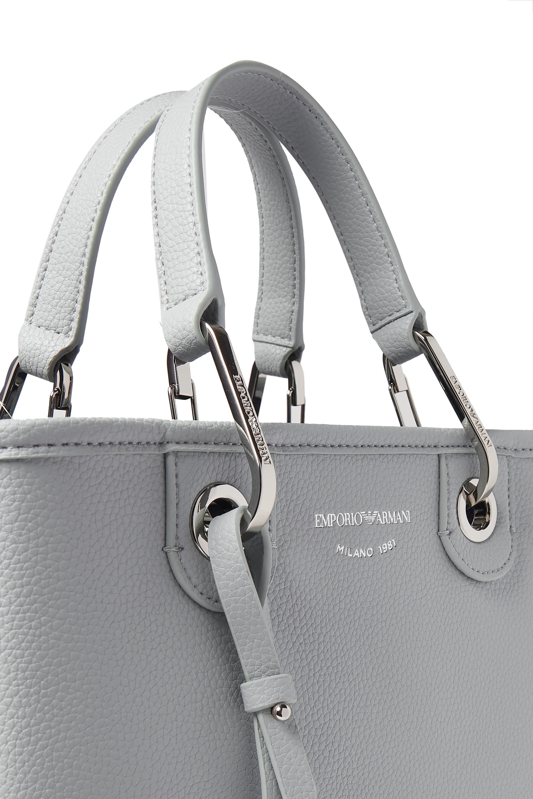 حقيبة يد بشعار الماركة بنقشة جلد غزال