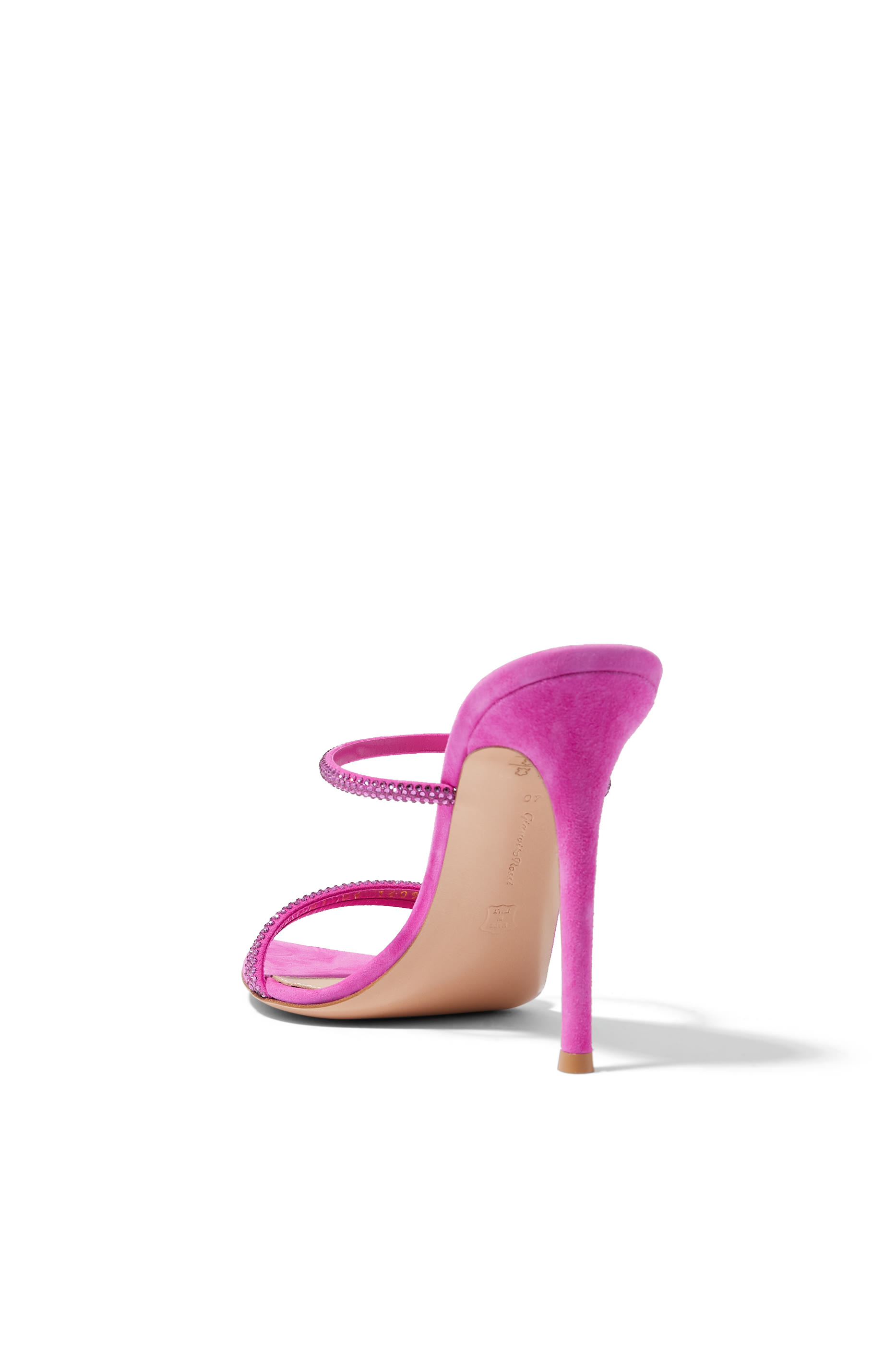 حذاء كان مفتوح من الخلف 105 بسير مزدوج مرصع بالكريستال جلد