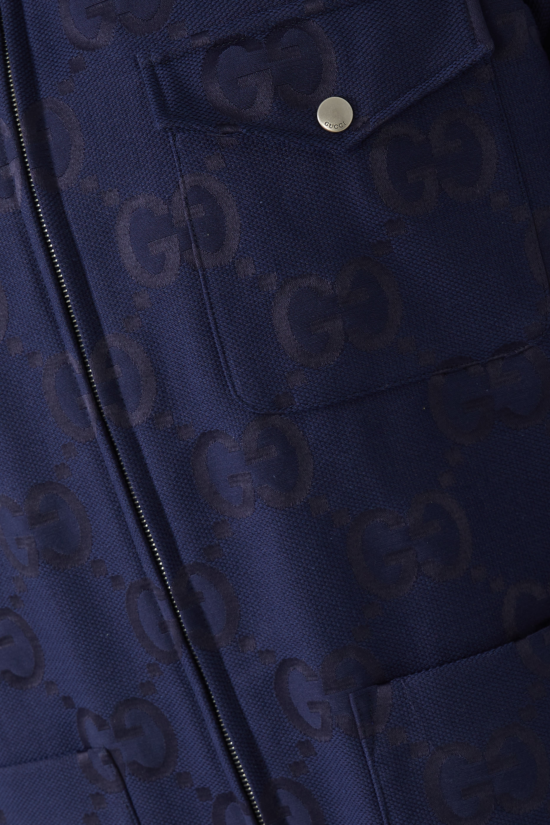 جاكيت قنب قطني بنقشة حرفي GG بحجم كبير