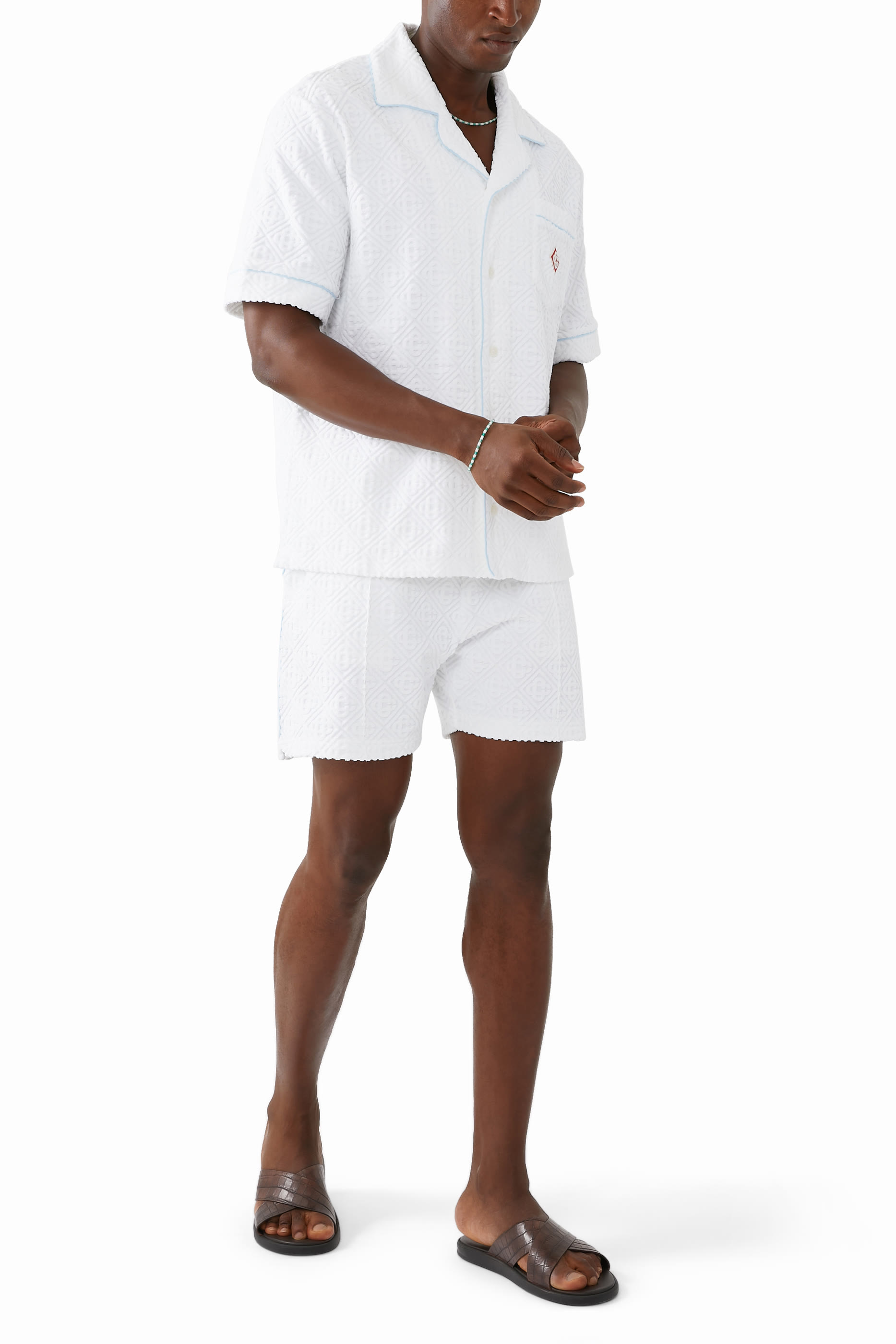 قميص قطن تيري بنقشة حروف شعار الماركة