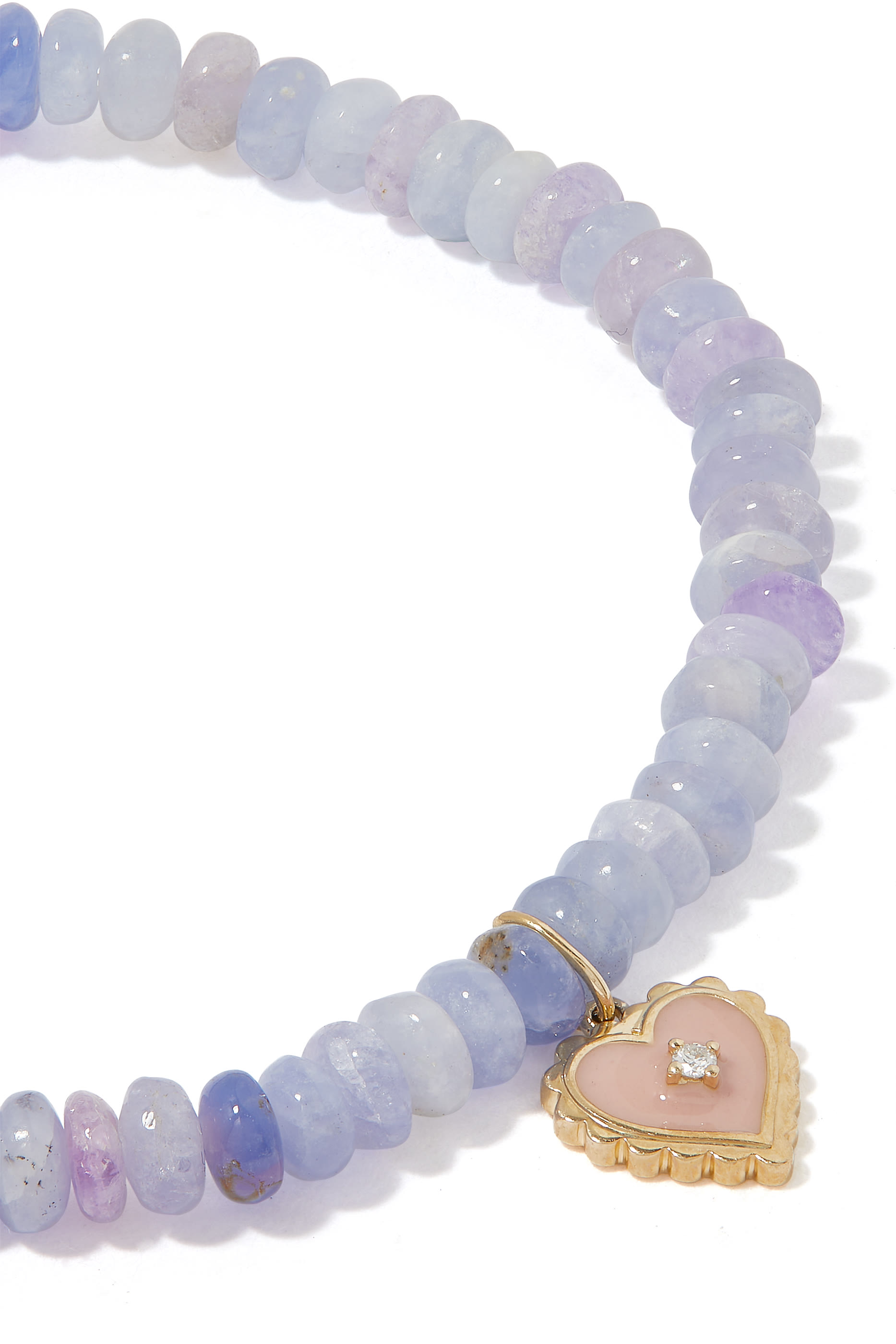 سوار مزين بالهكمنيت والماس وحلية بتصميم قلب ذهب أصفر عيار 14