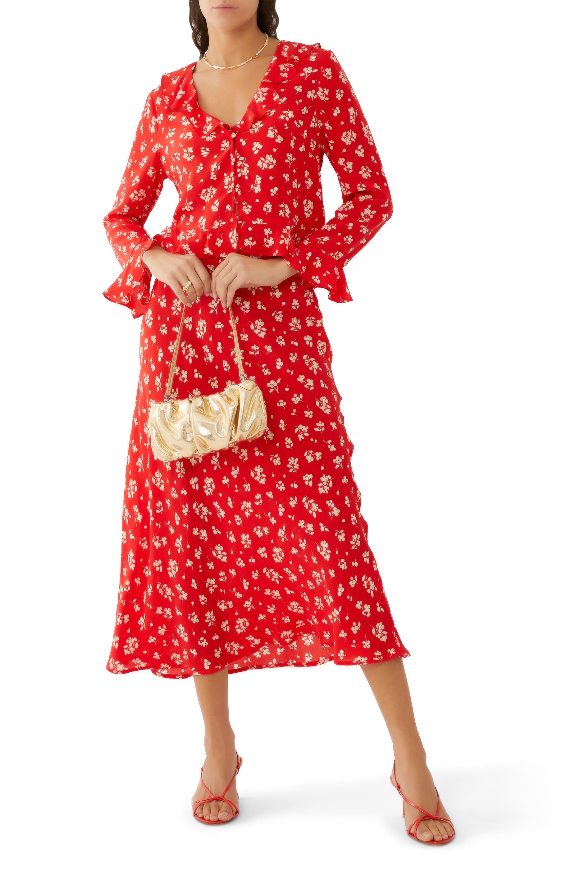 تنورة أرديث متوسطة الطول بطبعة زهور